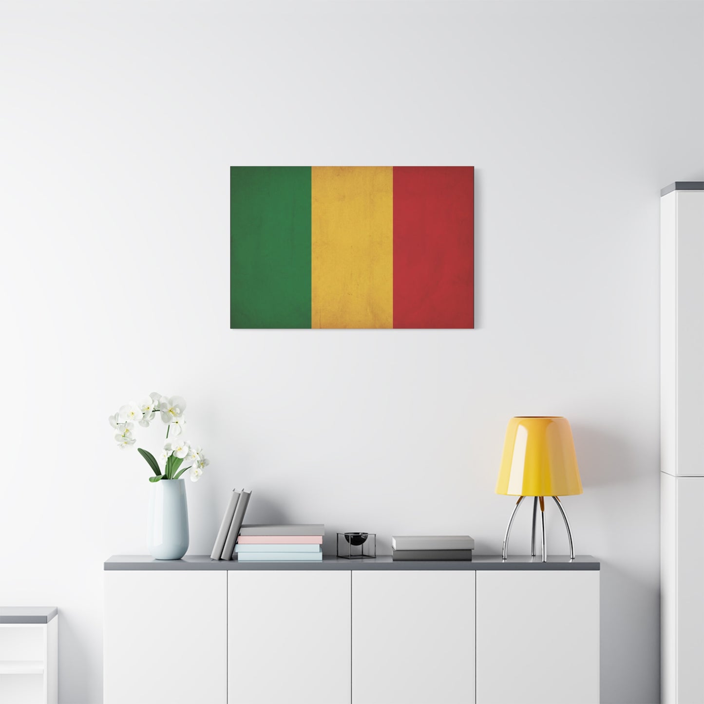 Mali Flag Canvas Wall Art - Green Yellow Red Tricolor National Flag Print - Vintage Textured Cotton Look - Pan African Style, Living Room Wall Decor, Bedroom Home Decoration - Bedroom Home Decoration