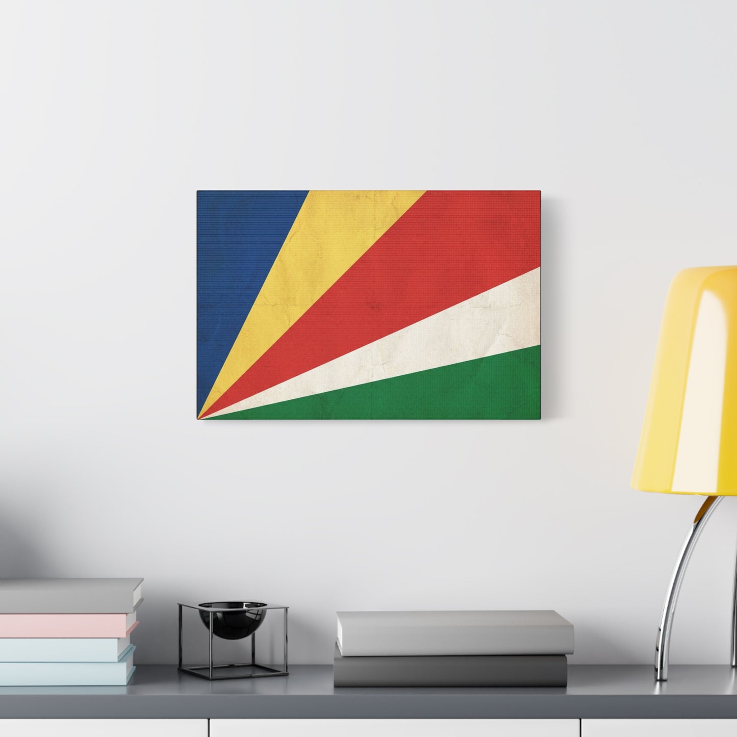 Seychelles Flag Canvas Wall Art - Vintage Republic Banner Print, Color Block Design - Matte Cotton Decor - Patriotic Wall Hanging, Living Room Home Decoration, Office Accent - Bedroom Home Decoration