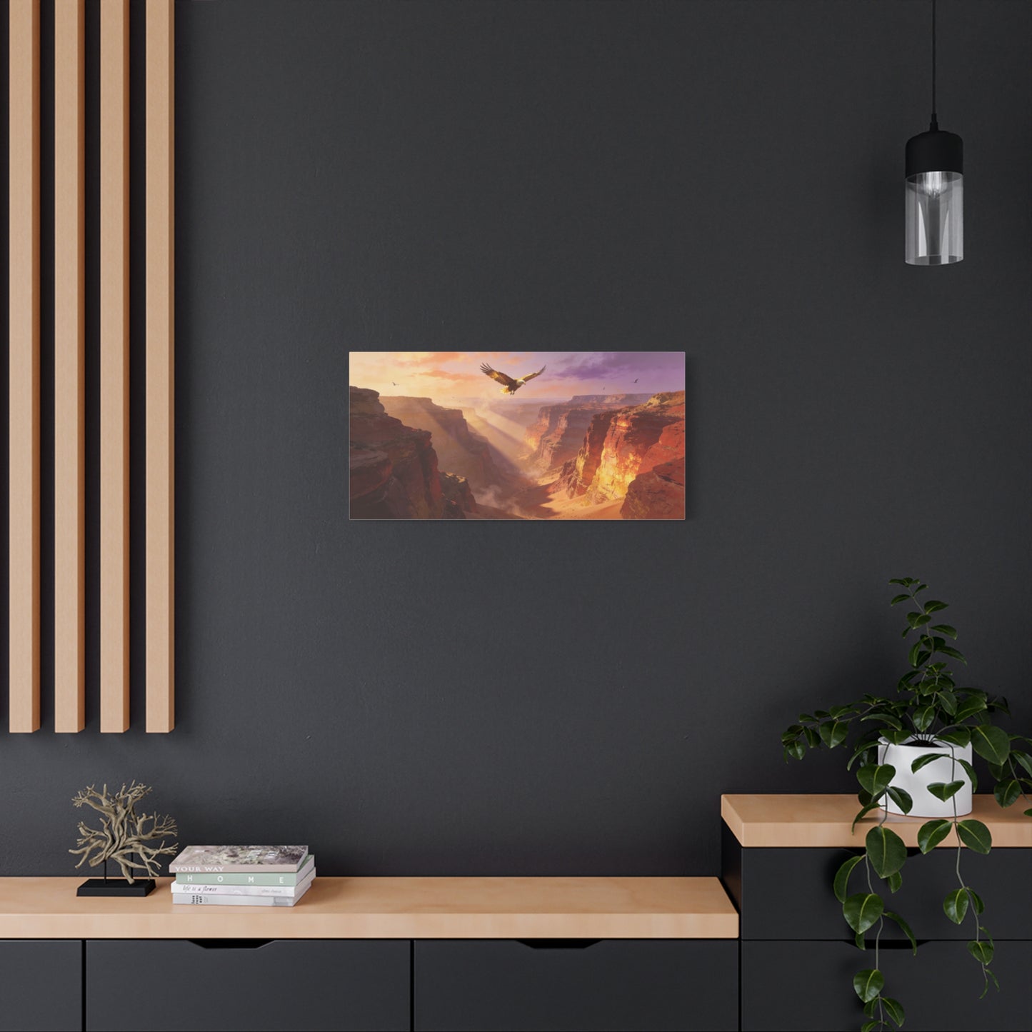 Bald Eagle Canyon Canvas Wall Art - Desert Sunset Cliffs, Golden Light - Matte Cotton Print, Contemporary Landscape - Living Room Wall Decor, Office Art, Entryway Decoration - Bedroom Home Decoration