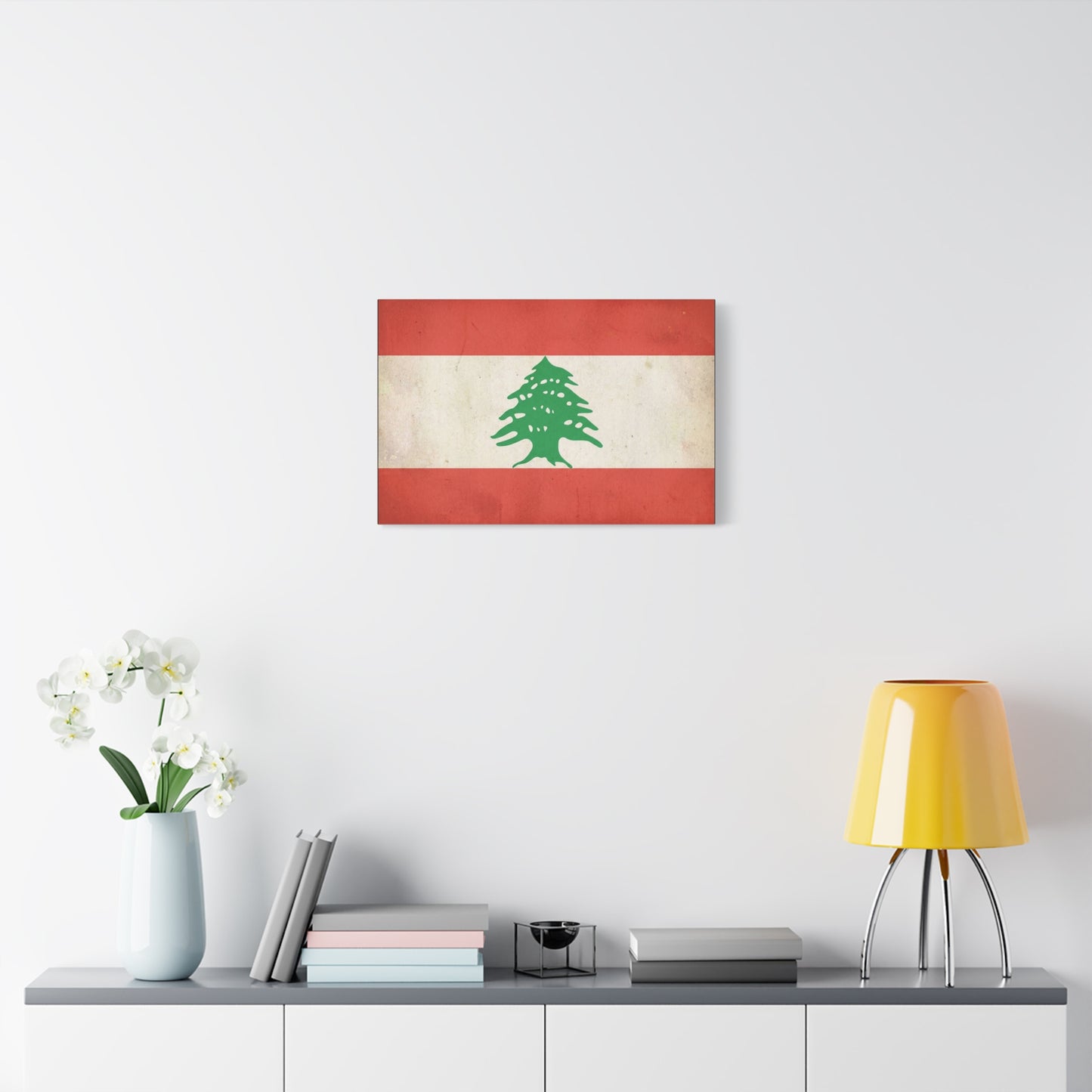 Lebanon Flag Canvas Wall Art - Vintage Cedar Tree Patriotic Print, Distressed Red White Green Artwork - Traditional Style, Living Room Wall Decor, Bedroom Home Decoration - Bedroom Home Decoration