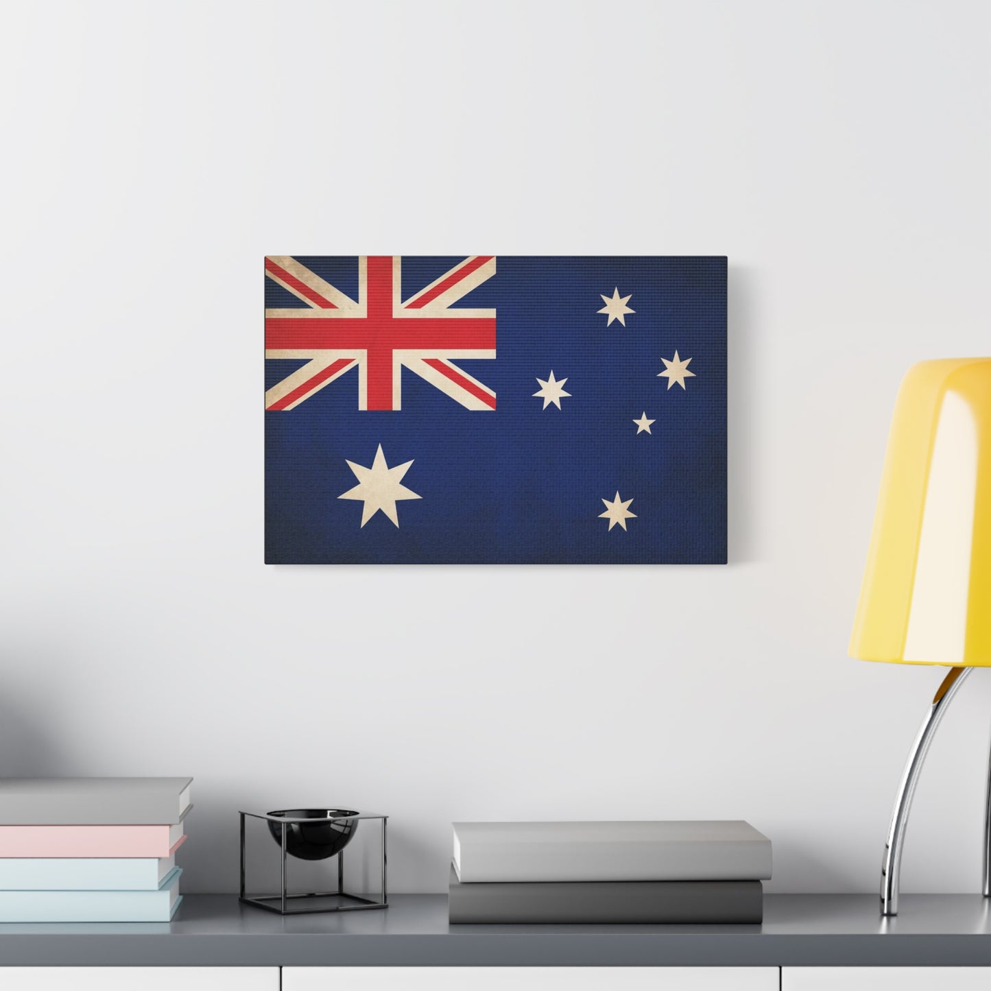 Australian Flag Canvas Wall Art - Vintage Nation Pride Decor, Blue Southern Cross Print, Patriotic Typography Style, Living Room Wall Decor - Bedroom Home Decoration - Bedroom Home Decoration