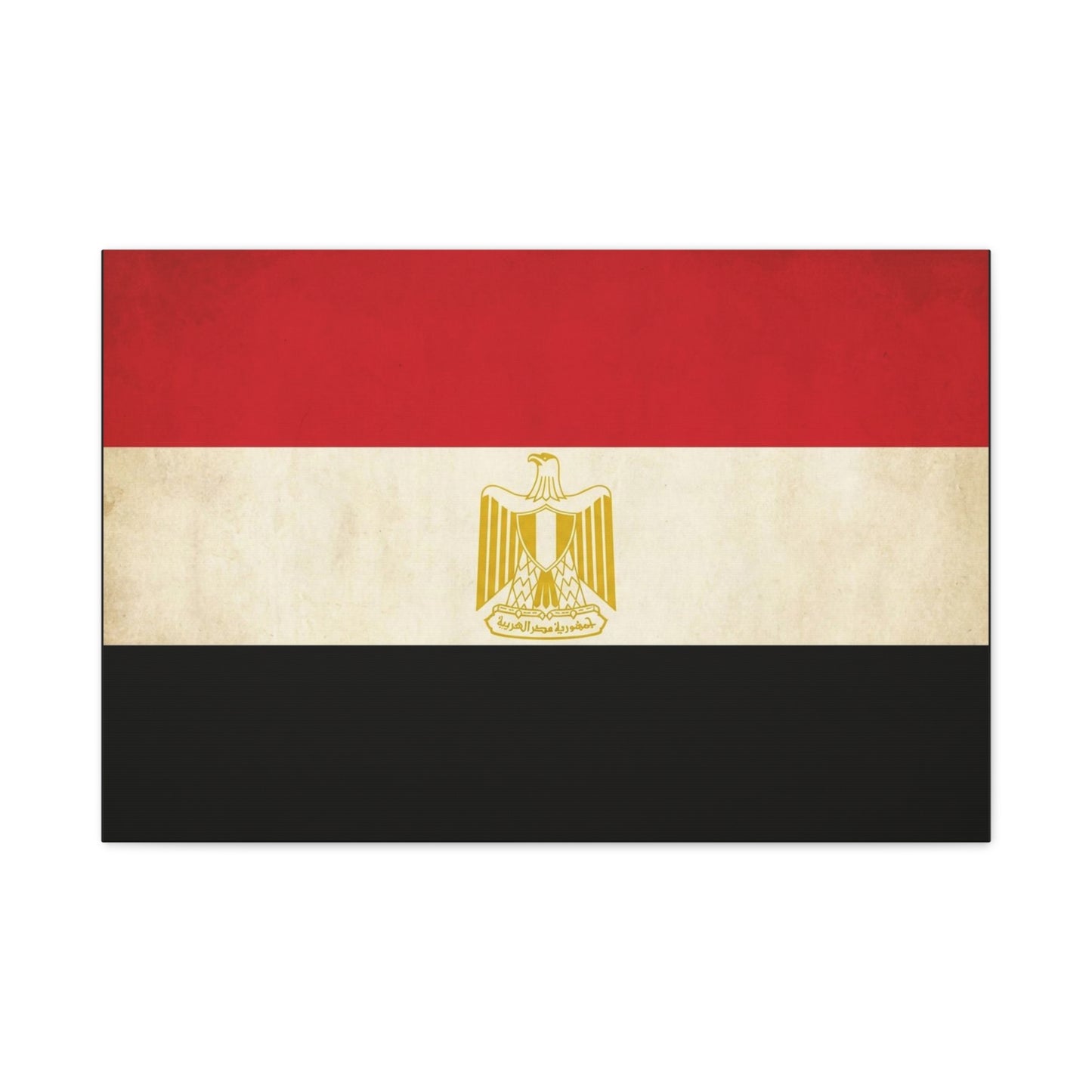 Egypt Flag Canvas Wall Art - Vintage Egyptian Eagle Emblem Print, Patriotic Red White Black Banner - Traditional National Decor - Living Room Home Decoration - Living Room Wall Decor - Ready to Hang