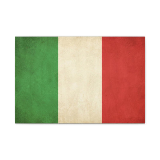 Italian Flag Canvas Wall Art - Vintage Tricolor National Prints, Rustic Textured Artwork - Matte Cotton Decor - Living Room Wall Decor, Office Art, Dorm Accent For Heritage Lovers - Ready to Hang