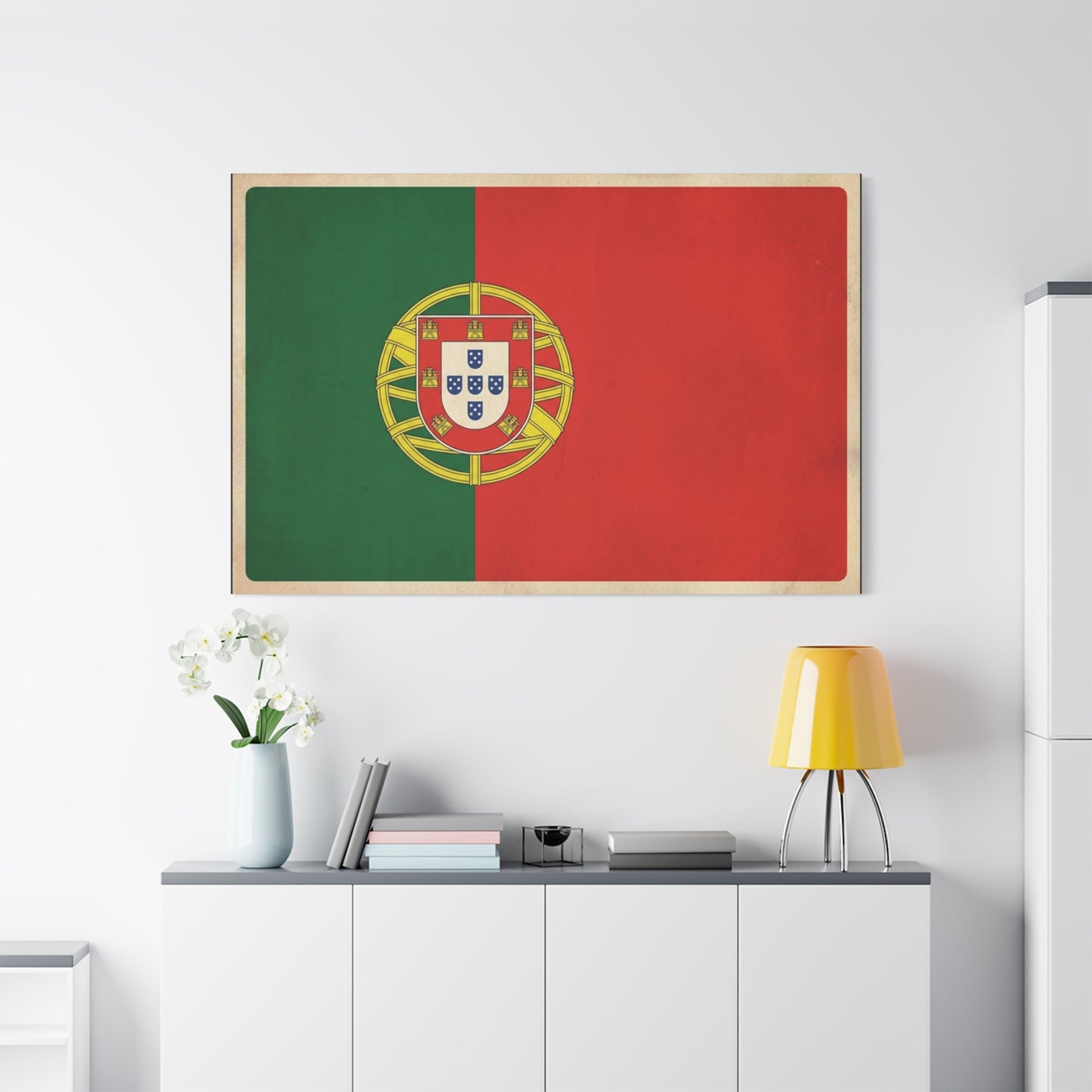 Portugal Flag Canvas Wall Art - Vintage Portuguese Flag Print, Heritage Decor - Matte Cotton Artwork - Traditional Style, Living Room Decoration - Living Room Wall Decor - Bedroom Home Decoration
