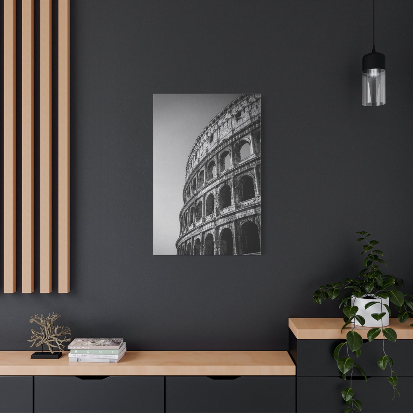 Rome Colosseum Canvas Wall Art - Black And White Architectural Art Print - Vintage Monochrome Cityscape Decor - Contemporary Living Room Wall Decor, Office Art Accent - Bedroom Home Decoration