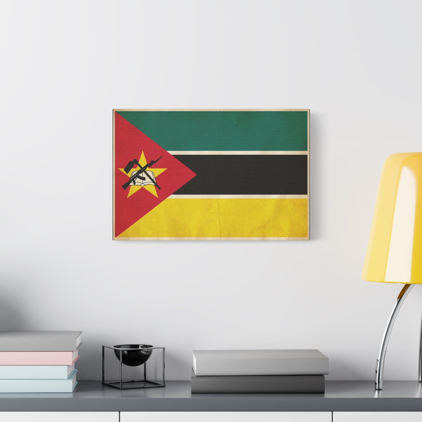 Mozambique Flag Canvas Wall Art - Vintage National Banner Print, Patriotic Home Decor, Cultural Wall Hanging, Living Room Decoration, Office Accent - Bedroom Home Decoration - Modern Farmhouse Style