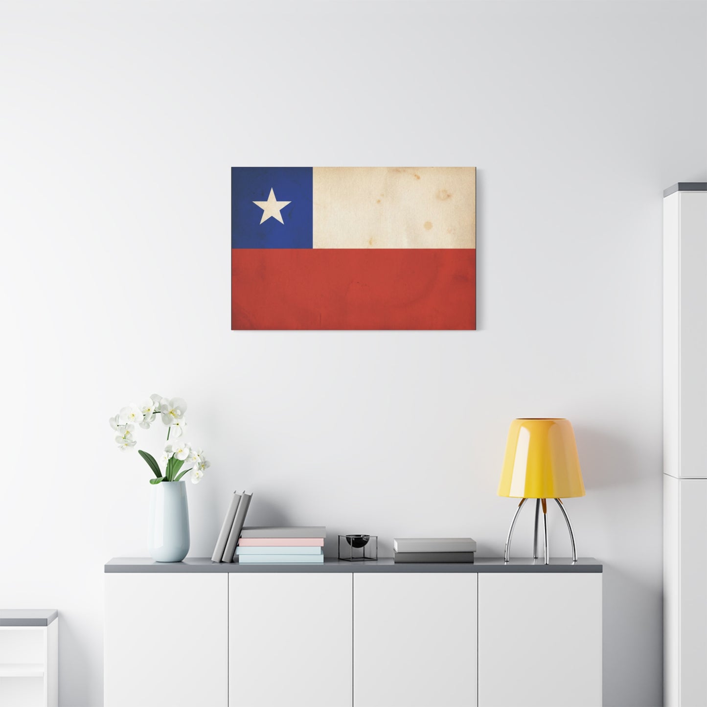 Chile Flag Canvas Wall Art - Vintage Chilean Flag Print, Patriotic Rustic Decor - Matte Canvas Wall Hanging - Living Room Home Decoration, Office Accent - Bedroom Home Decoration - Ready to Hang