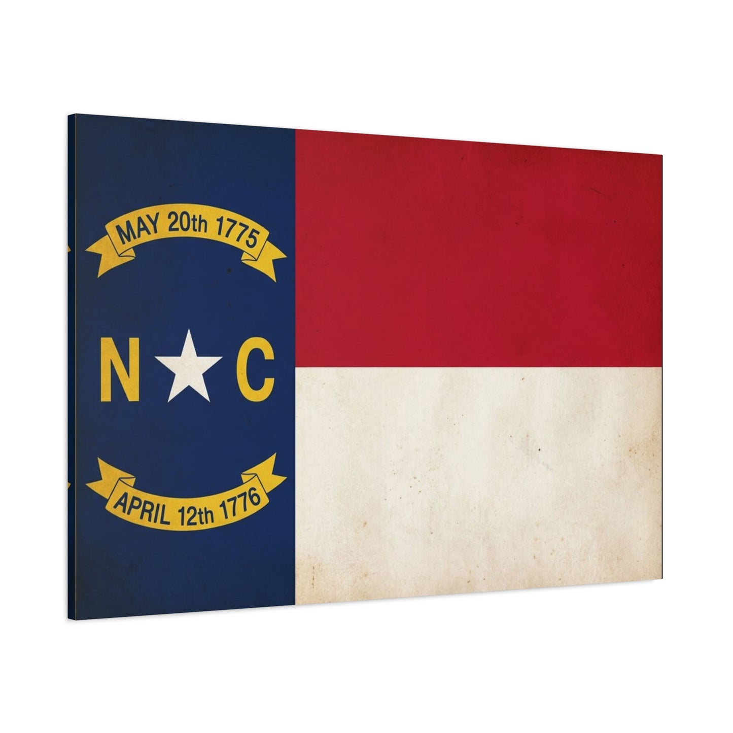 North Carolina State Flag Canvas Wall Art - "May 20th 1775" "April 12th 1776" Vintage Patriotic Print - Rustic Americana Decor - Living Room Home Decoration, Office Wall Accent - Ready to Hang