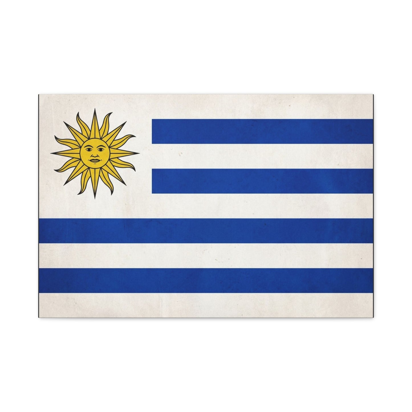 Uruguay Flag Canvas Wall Art - Blue White Stripes Sun Of May Patriotic Print - Vintage National Pride Decor - Living Room Wall Decor, Bedroom Home Decoration - Bedroom Home Decoration - Ready to Hang