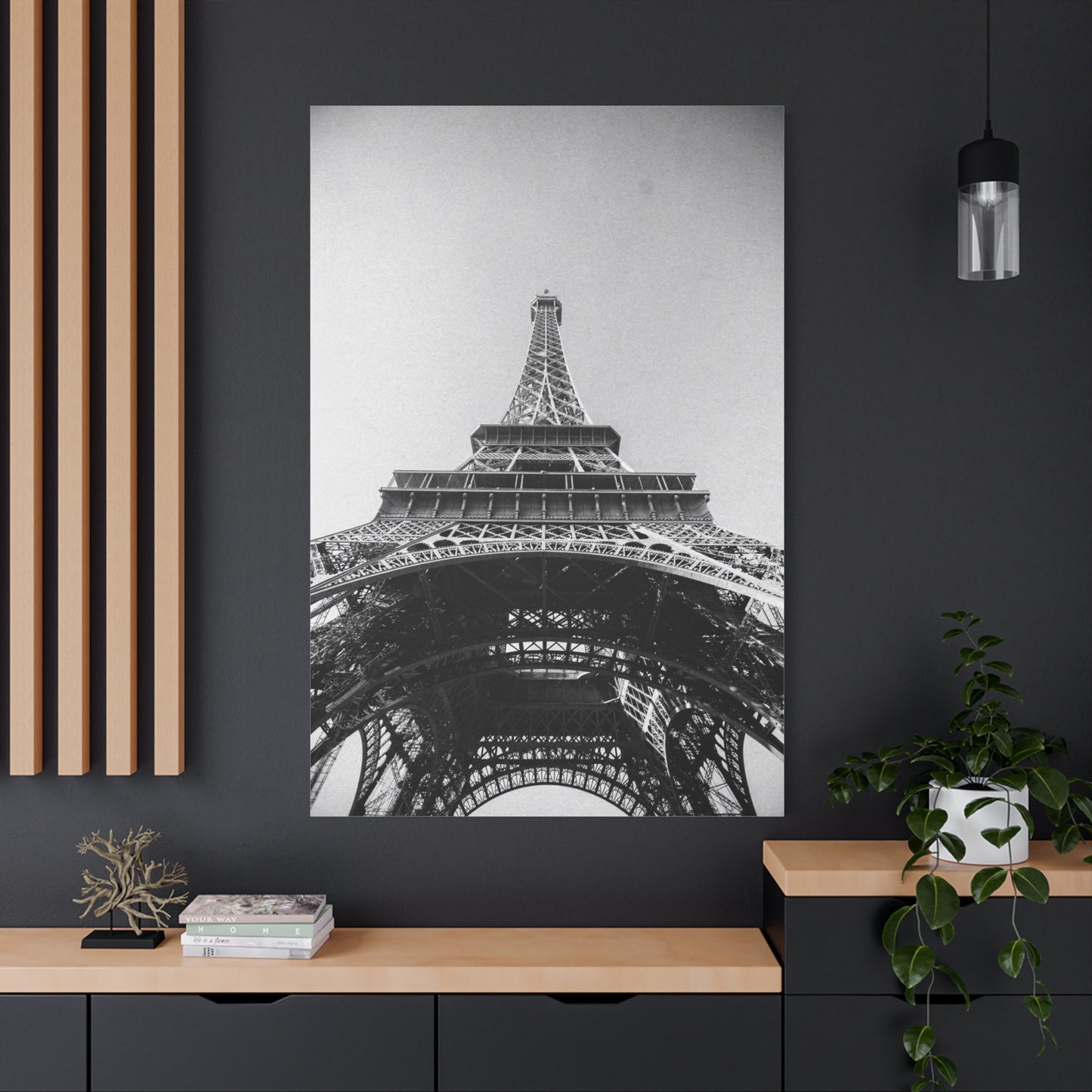 Eiffel Tower Canvas Wall Art - Black And White Paris Art Print, Architectural Landmark Decor - Matte Cotton Canvas - Modern Minimalist Style For Living Room Bedroom Office - Office Wall Art