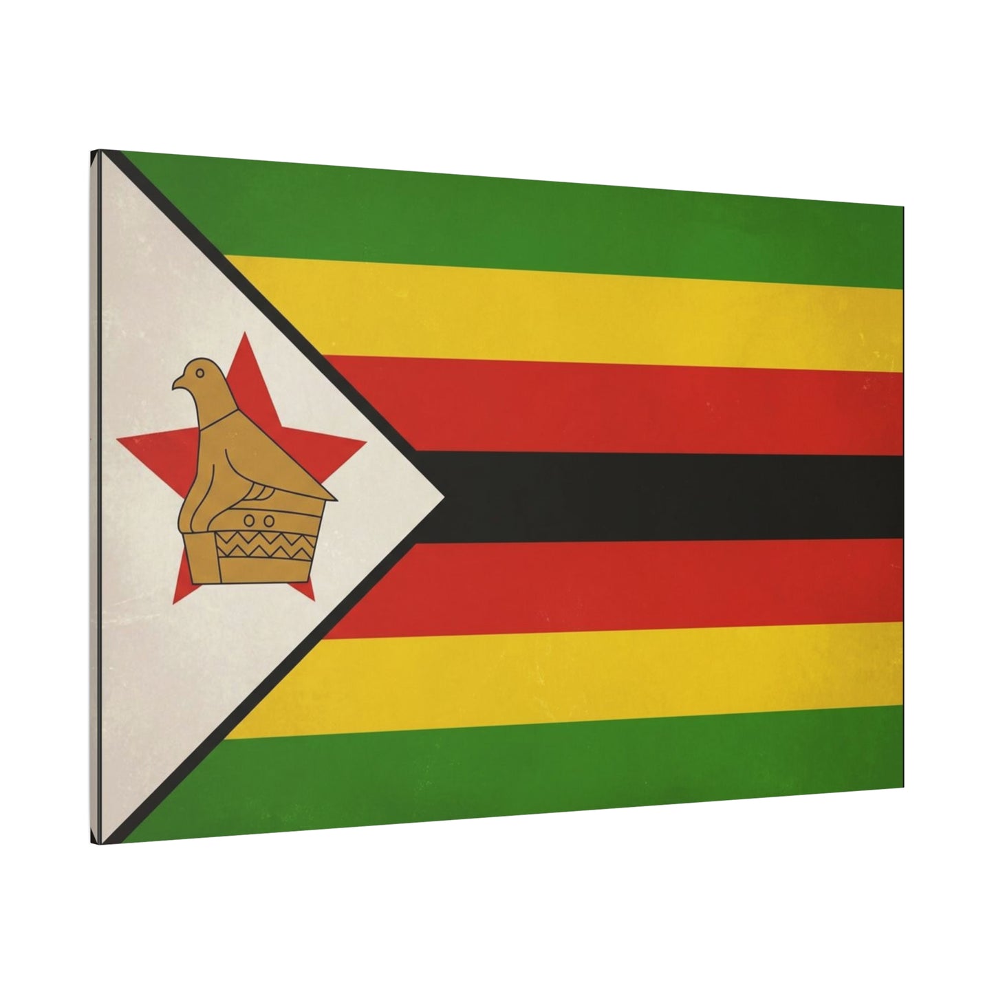 Zimbabwe Flag Canvas Wall Art - Vintage National Pride Decor, Green Gold Red Black Banner Print - Cultural Heritage Style - Living Room Wall Decor, Office Art - Modern Farmhouse Style - Ready to Hang