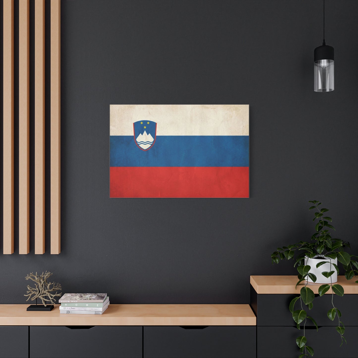 Slovenia Flag Canvas Wall Art - Vintage National Banner Print, Rustic Patriotic Decor - Textured Tricolor Design, Living Room Home Decoration - Living Room Wall Decor - Bedroom Home Decoration