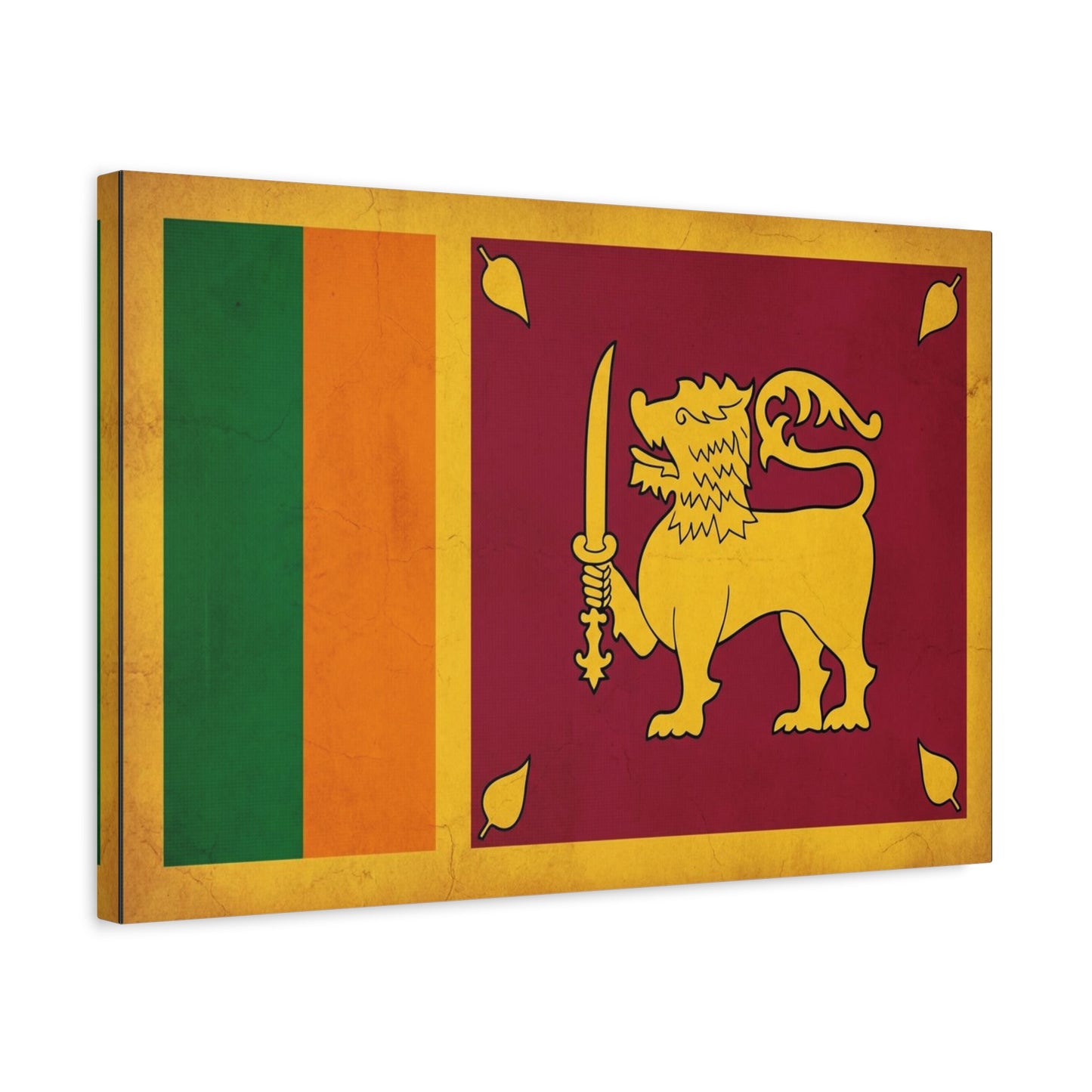 Sri Lanka Flag Canvas Wall Art - Golden Lion With Sword National Banner Print - Vintage Patriotic Style, Cultural Home Decor, Living Room Wall Decor, Office Art - Modern Farmhouse Style