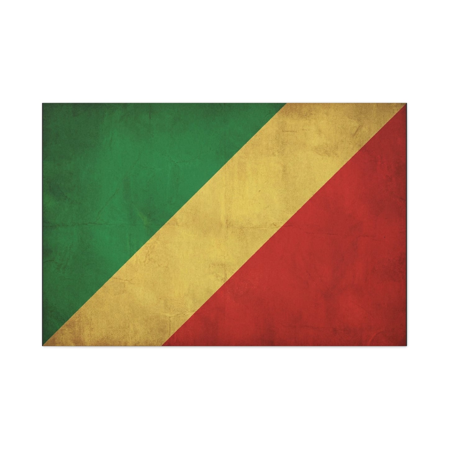 Republic Of The Congo Flag Canvas Wall Art - Vintage National Banner Print, Distressed Tricolor Design - Traditional Patriotic Decor - Living Room Wall Decor - Bedroom Home Decoration - Ready to Hang