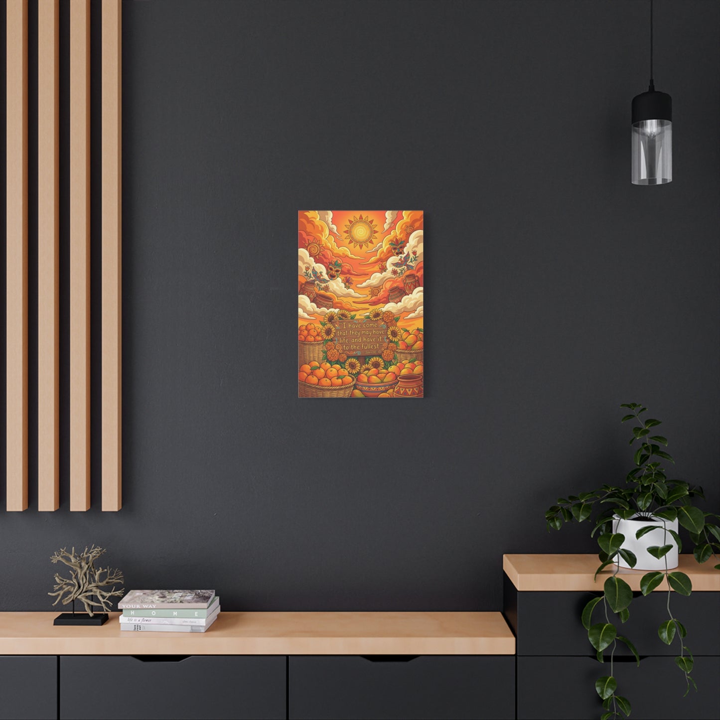 "I Have Come That They May Have Life, And Have It To The Fullest" Canvas Wall Art - John 10:10 Scripture Print, Sunflower Citrus Harvest Decor - Ready to Hang - Living Room Wall Decor - HP Latex Print