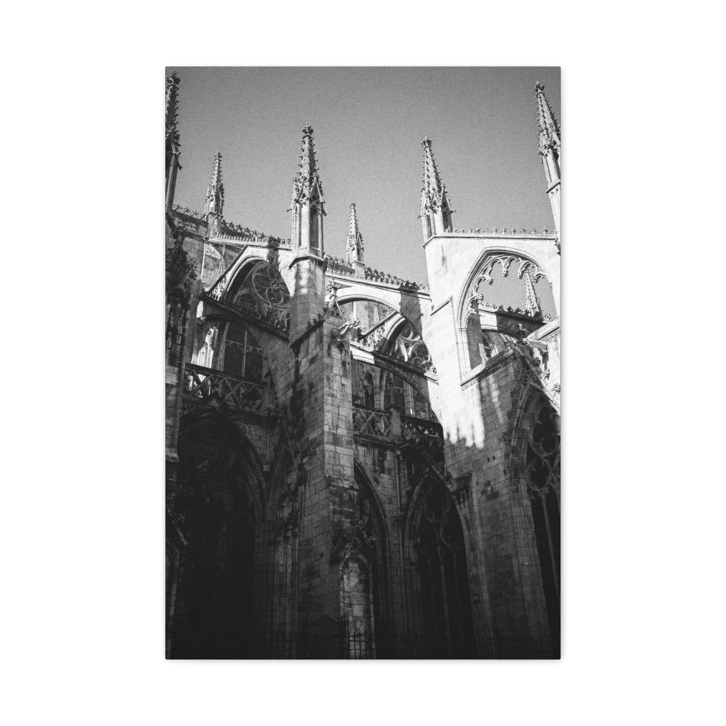 Gothic Cathedral Architecture Canvas Wall Art - Black And White Art Print - Vintage Stone Arches, Spires - Moody Traditional Style - Living Room Wall Decor Office Art - Modern Farmhouse Style