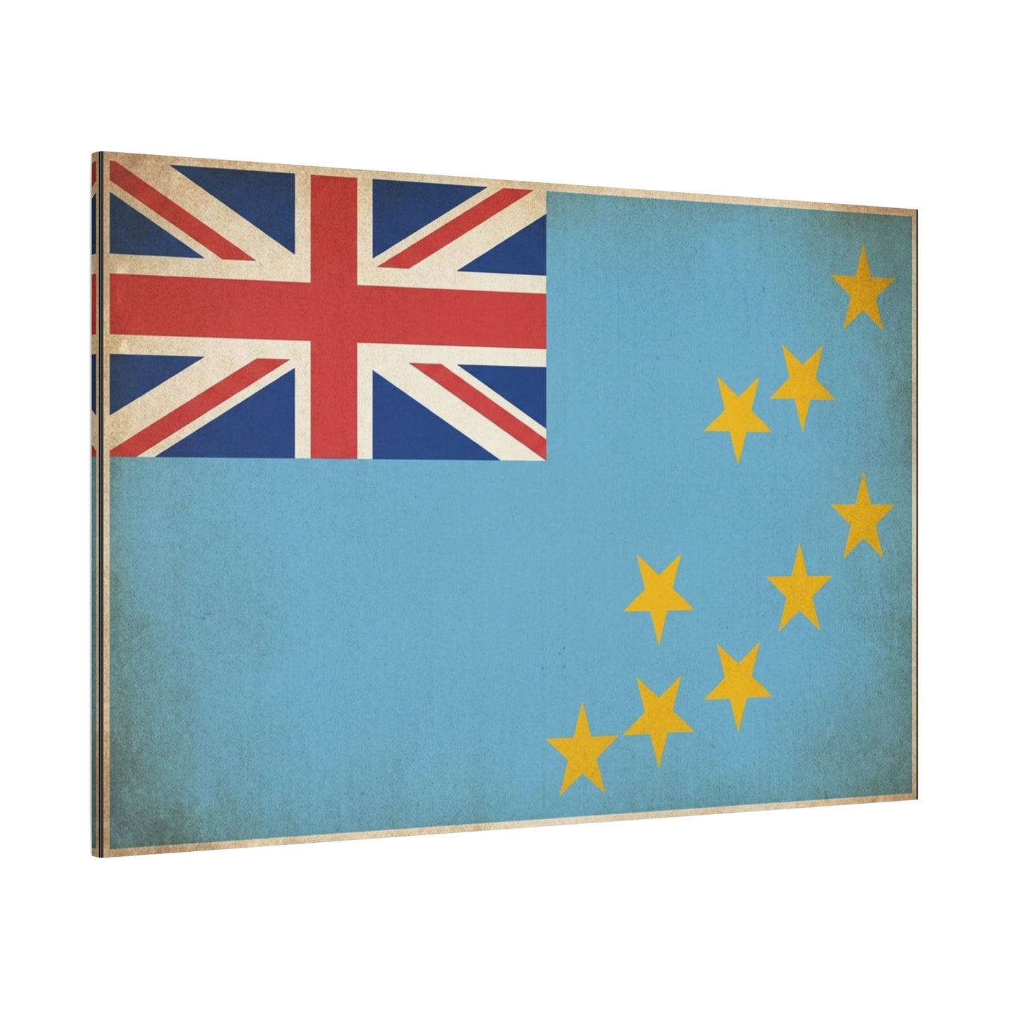 Tuvalu Flag Canvas Wall Art - Vintage National Flag Print, Blue Red Gold Patriotic Decor - Distressed Country Pride Style - Living Room Home Decoration - Living Room Wall Decor - Cozy Reading Nook Art