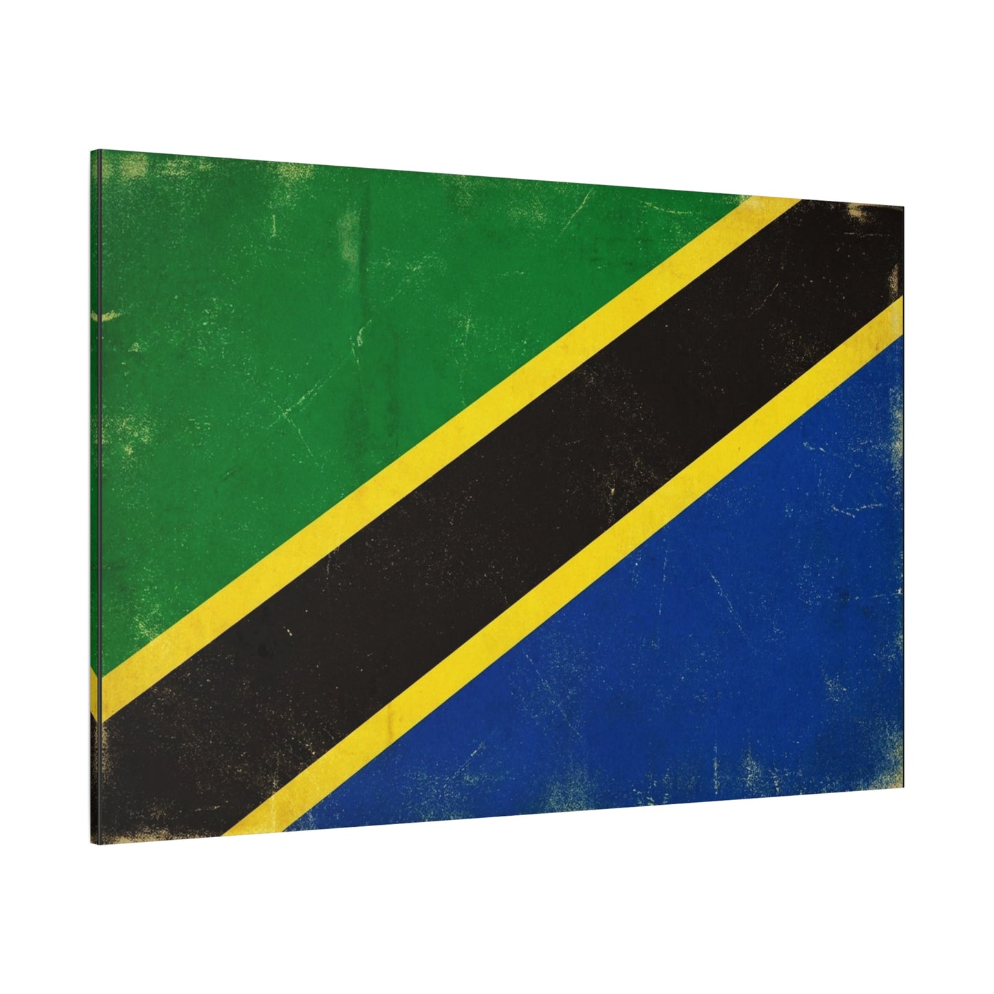 Tanzania Flag Canvas Wall Art - Vintage National Flag Print, Patriotic Blue Green Black Gold Design - Distressed Country Decor - Living Room Home Decoration, Office Accent - Living Room Wall Decor