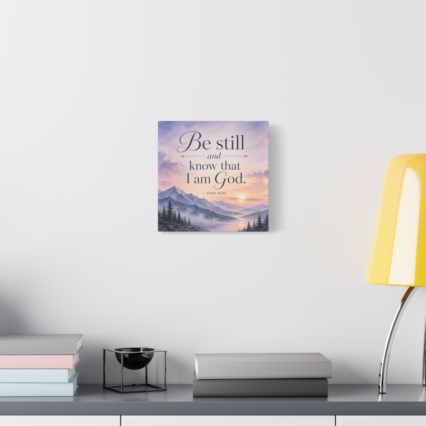 "Be Still And Know That I Am God. - Psalm 46:10" Scripture Canvas Wall Art - Mountain Sunrise Bible Verse Decor - Traditional Christian Home Accent - Bedroom Living Room Decoration - Office Wall Art