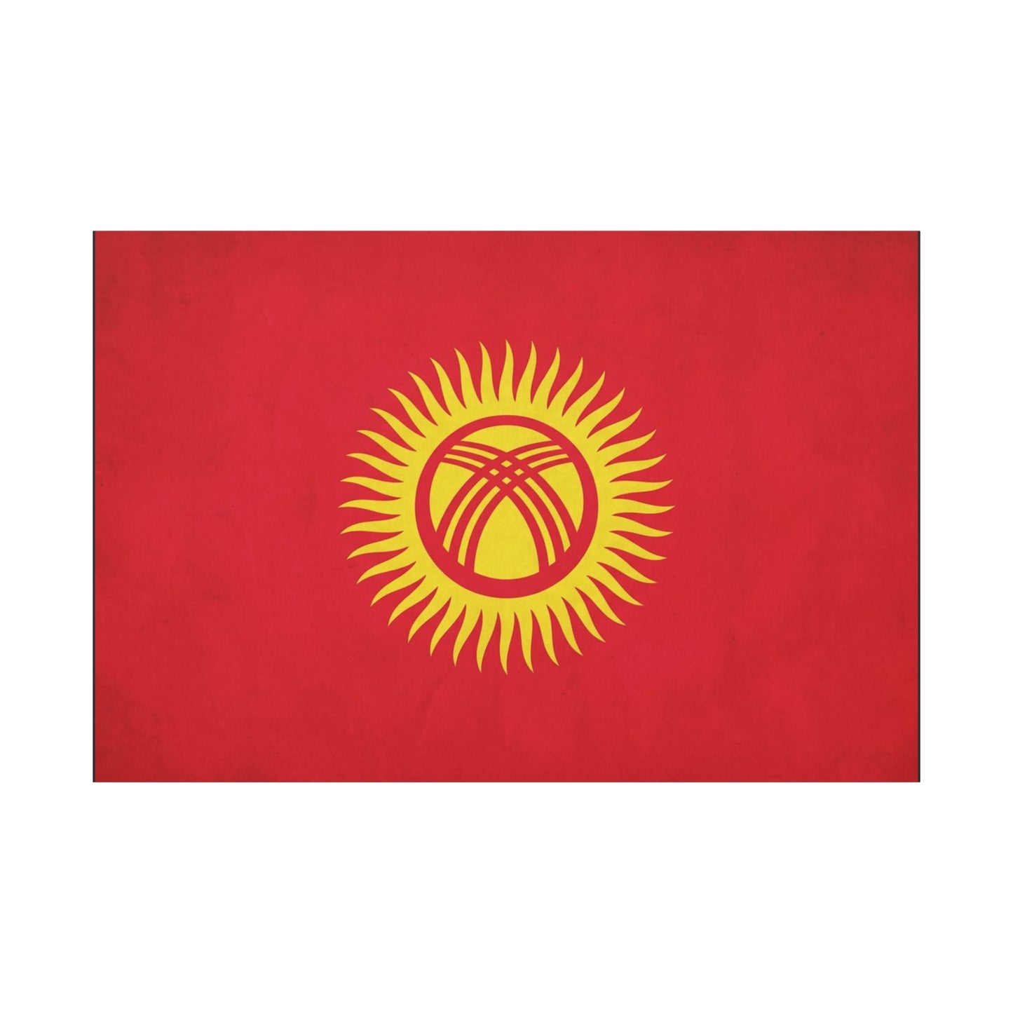 Kyrgyzstan Flag Canvas Wall Art - Red Sun Tunduk Emblem Print Picture - Minimalist Patriotic Wall Decor, Modern Home Decoration, Living Room Accent, Office Art - Bedroom Home Decoration
