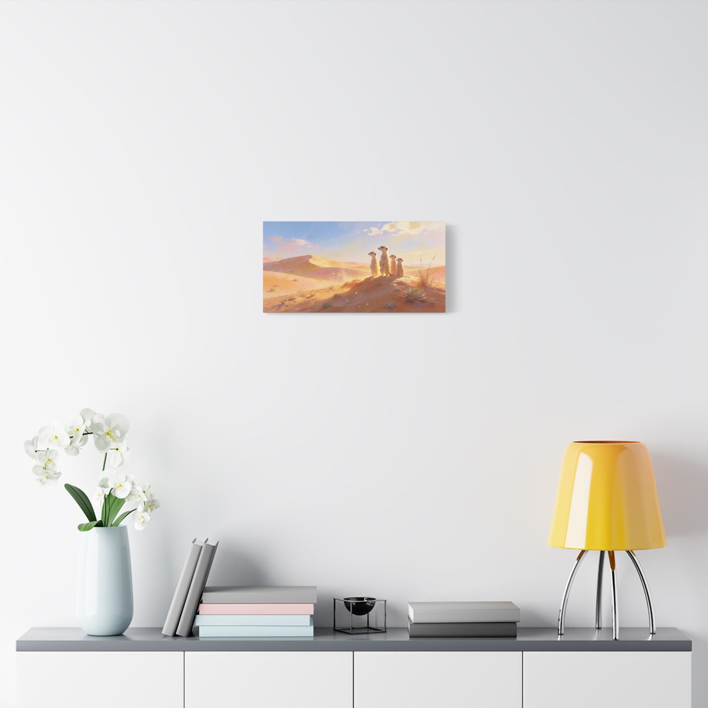 Meerkat Desert Canvas Wall Art - Golden Dune Wildlife Illustration, Matte Canvas Print - Contemporary Nature Style - Living Room Wall Decor, Bedroom Home Decoration - Bedroom Home Decoration