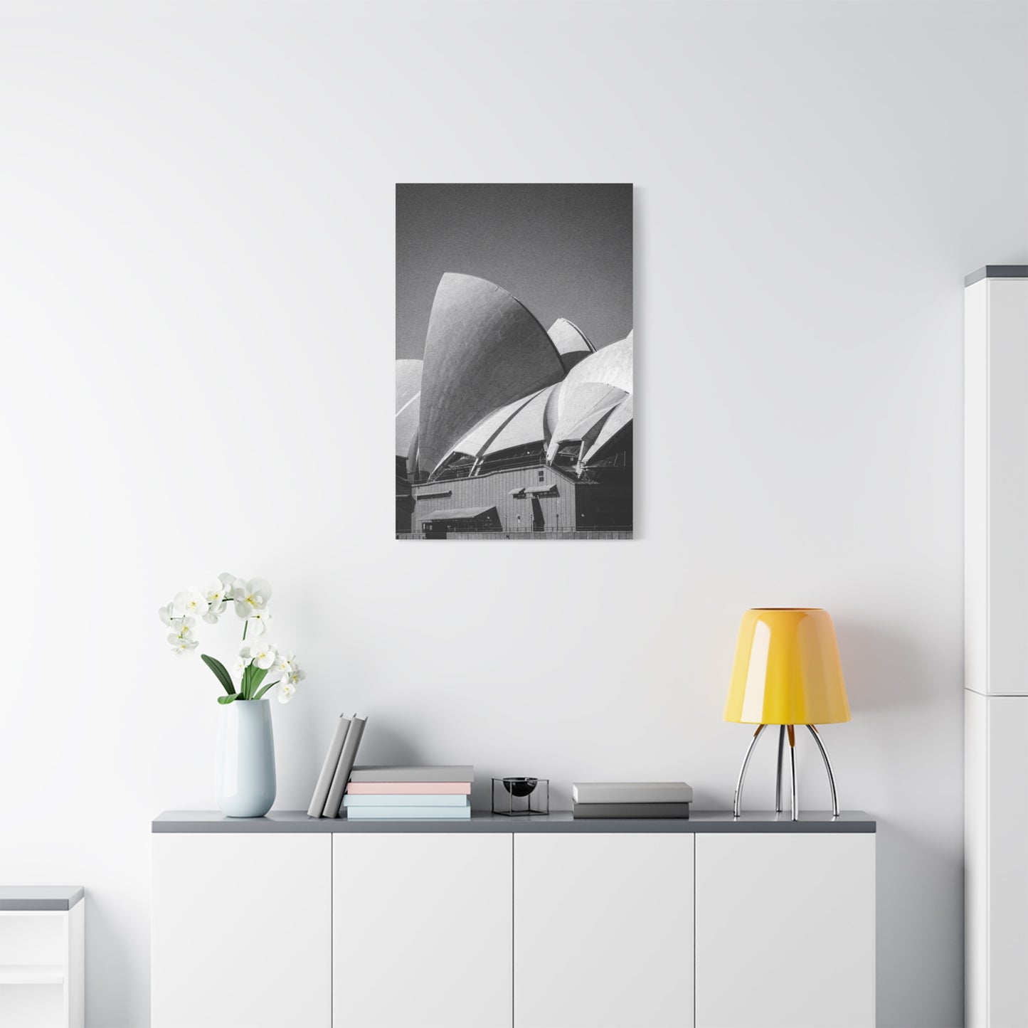 Sydney Opera House Canvas Wall Art - Black And White Architectural Art Print - Modern Minimalist Cityscape Decor - Contemporary Living Room Wall Decor, Office Art - Bedroom Home Decoration
