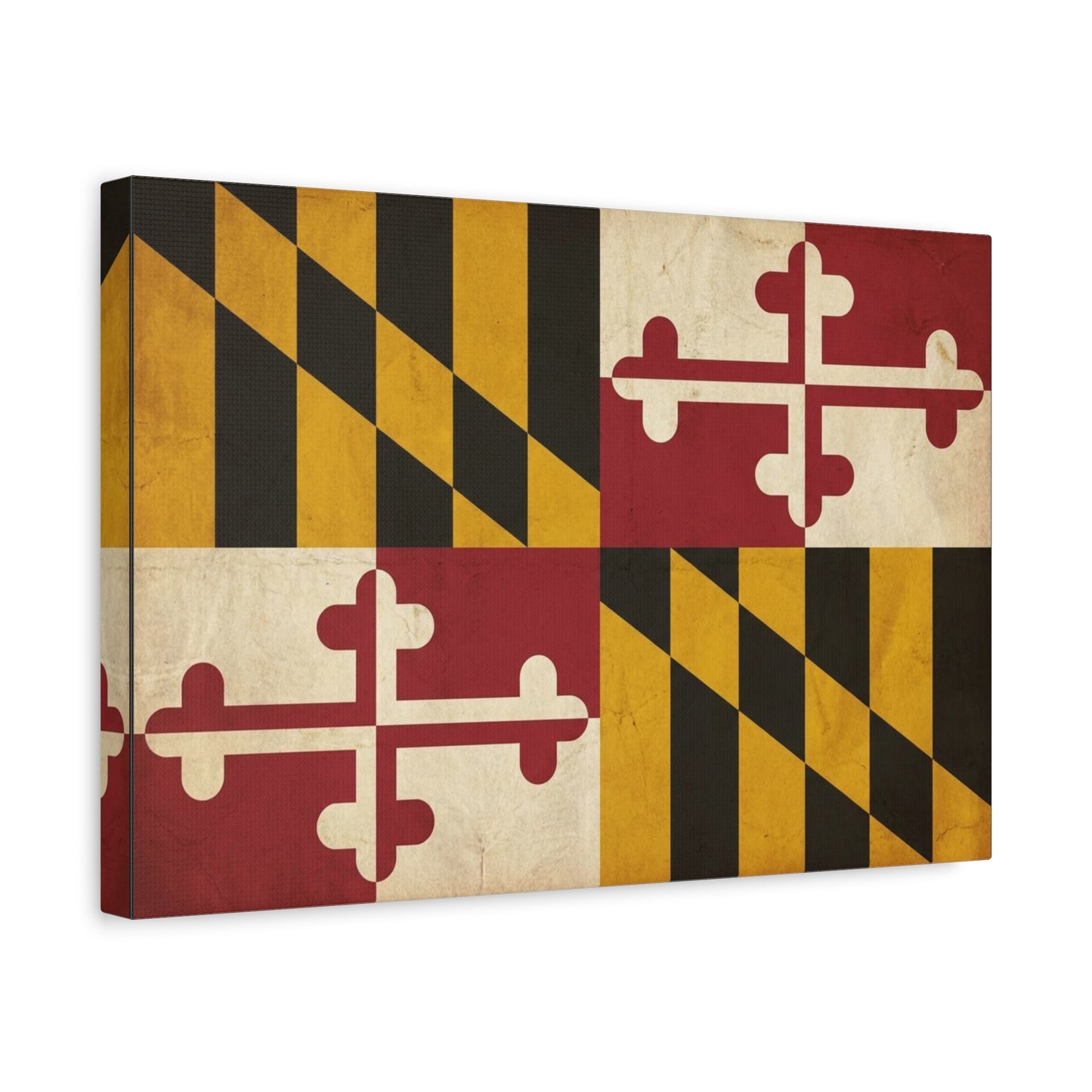 Maryland State Flag Canvas Wall Art - Vintage Red Gold Black Crest Design - Rustic Americana Decor - Living Room Wall Decor, Office Decoration - Bedroom Home Decoration - Modern Farmhouse Style