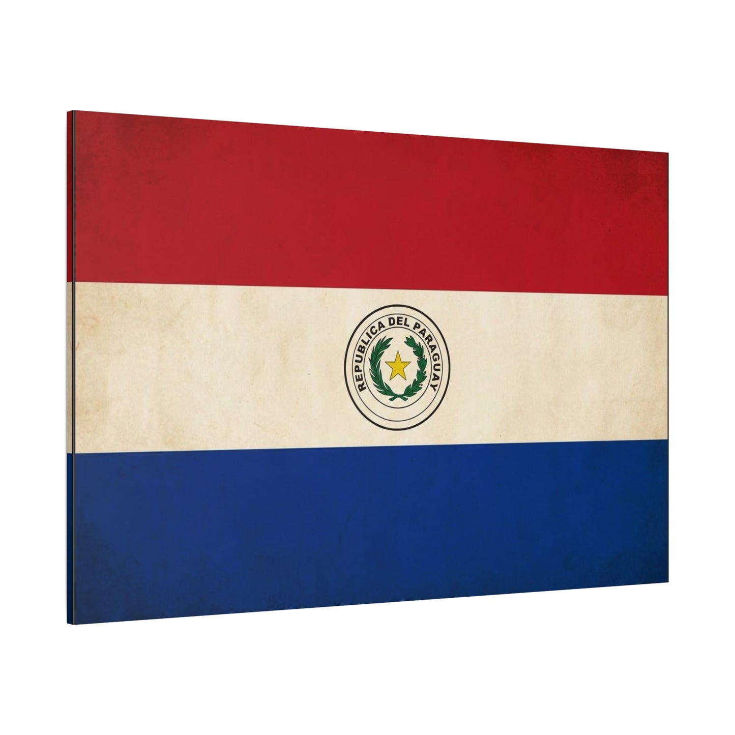 "Republica Del Paraguay" Paraguay Flag Canvas Wall Art - Vintage National Flag Print, Patriotic Heritage Decor - Matte Cotton Artwork - Living Room Home Decoration, Office Accent - Office Wall Art