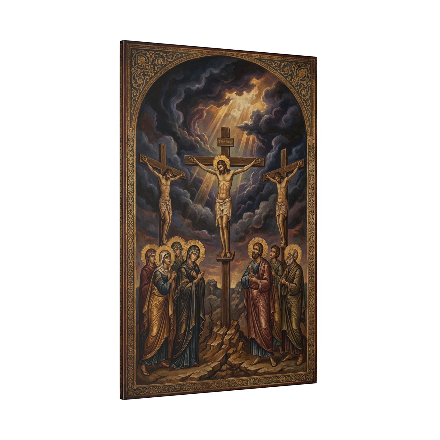 Jesus Christ Crucifixion Canvas Wall Art - Golgotha Religious Icon Painting, Sacred Cross Scene, Traditional Christian Decor - Living Room Wall Decor, Bedroom Home Decoration - Bedroom Home Decoration