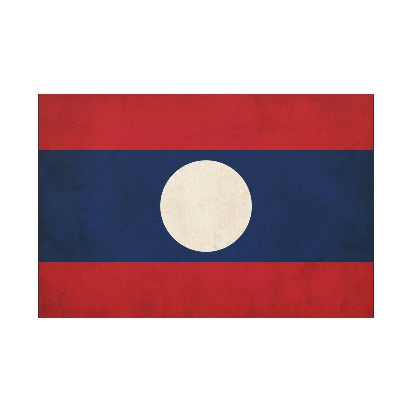 Laos Flag Canvas Wall Art - Vintage Lao National Flag Print, Red Blue White Circle - Minimalist Patriotic Decor - Living Room Home Decoration - Bedroom Home Decoration - Living Room Wall Decor