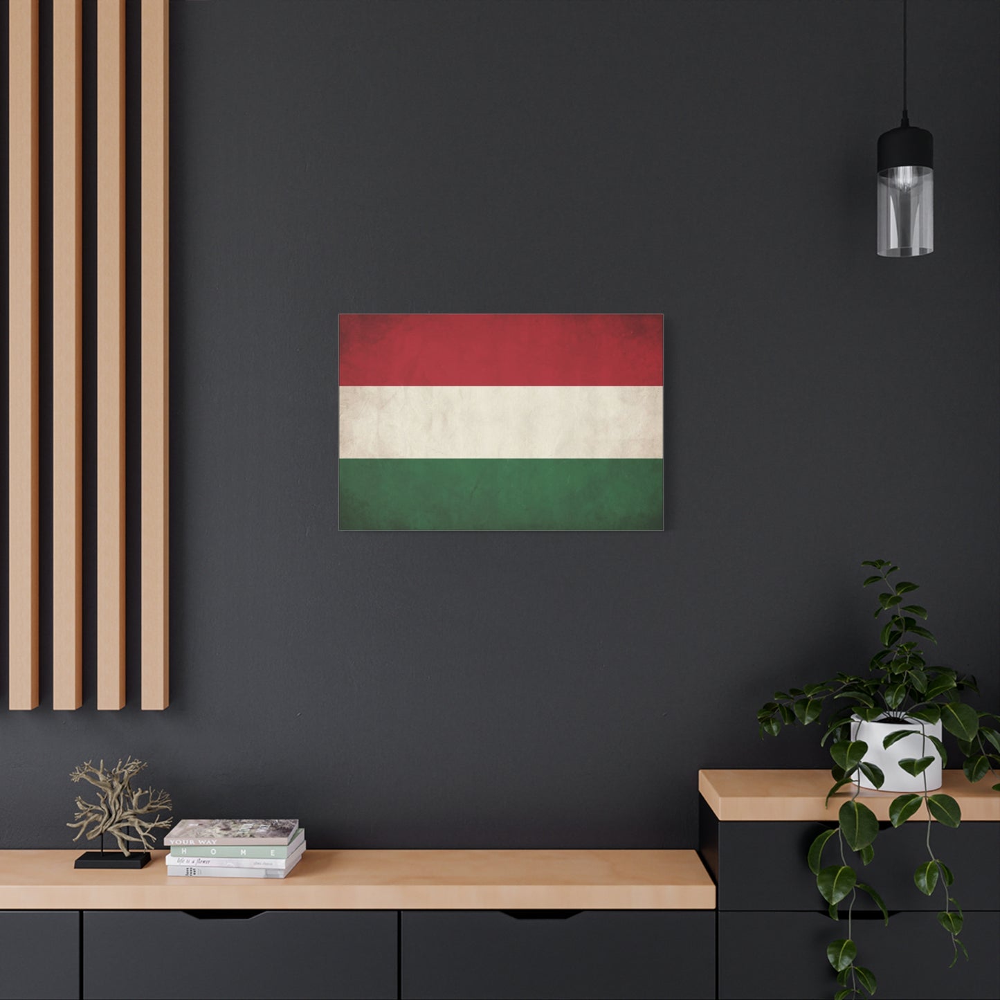 Hungary Flag Canvas Wall Art - Vintage Hungarian Tricolor Print, Distressed Red White Green Design - Patriotic Traditional Style - Living Room Wall Decor, Office Art Accent - Bedroom Home Decoration