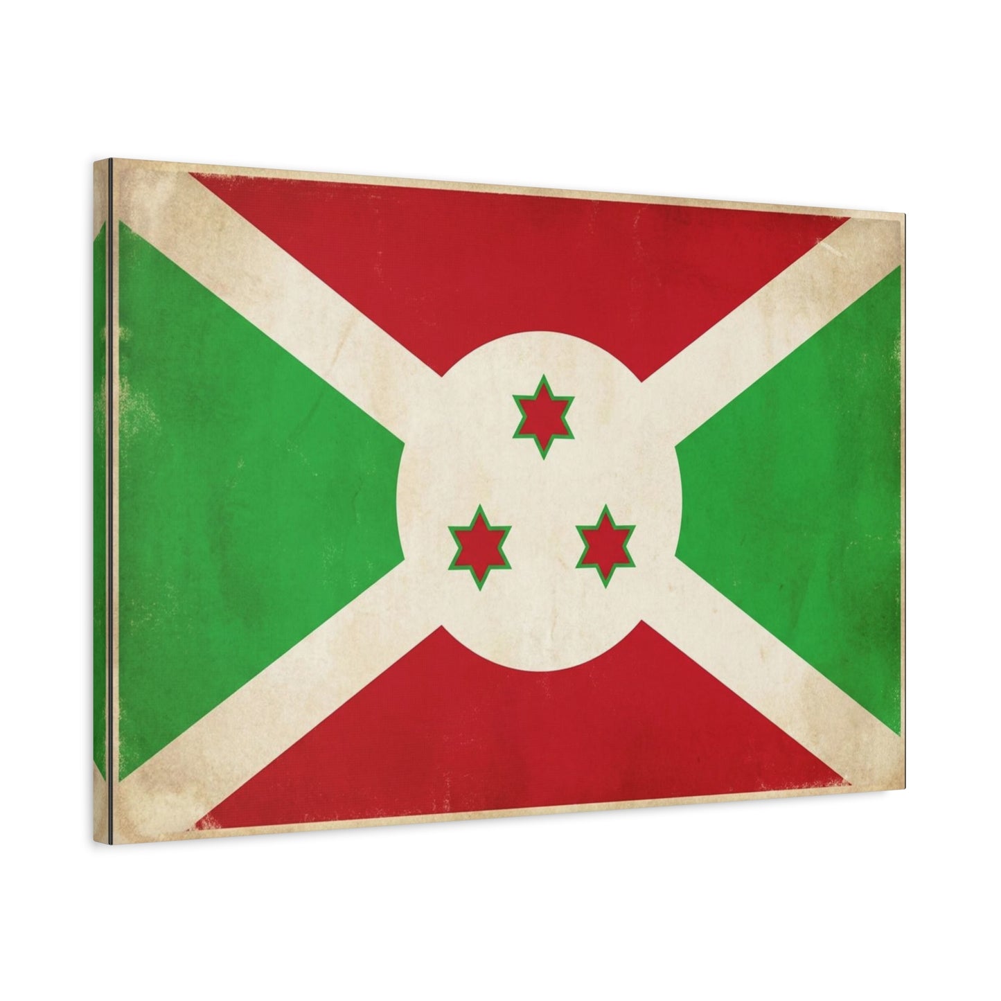 Burundi Flag Canvas Wall Art - Vintage National Banner Print, Patriotic Heritage Decor - Distressed Cotton Look, Traditional Style - Living Room Wall Decor - Modern Farmhouse Style - Ready to Hang