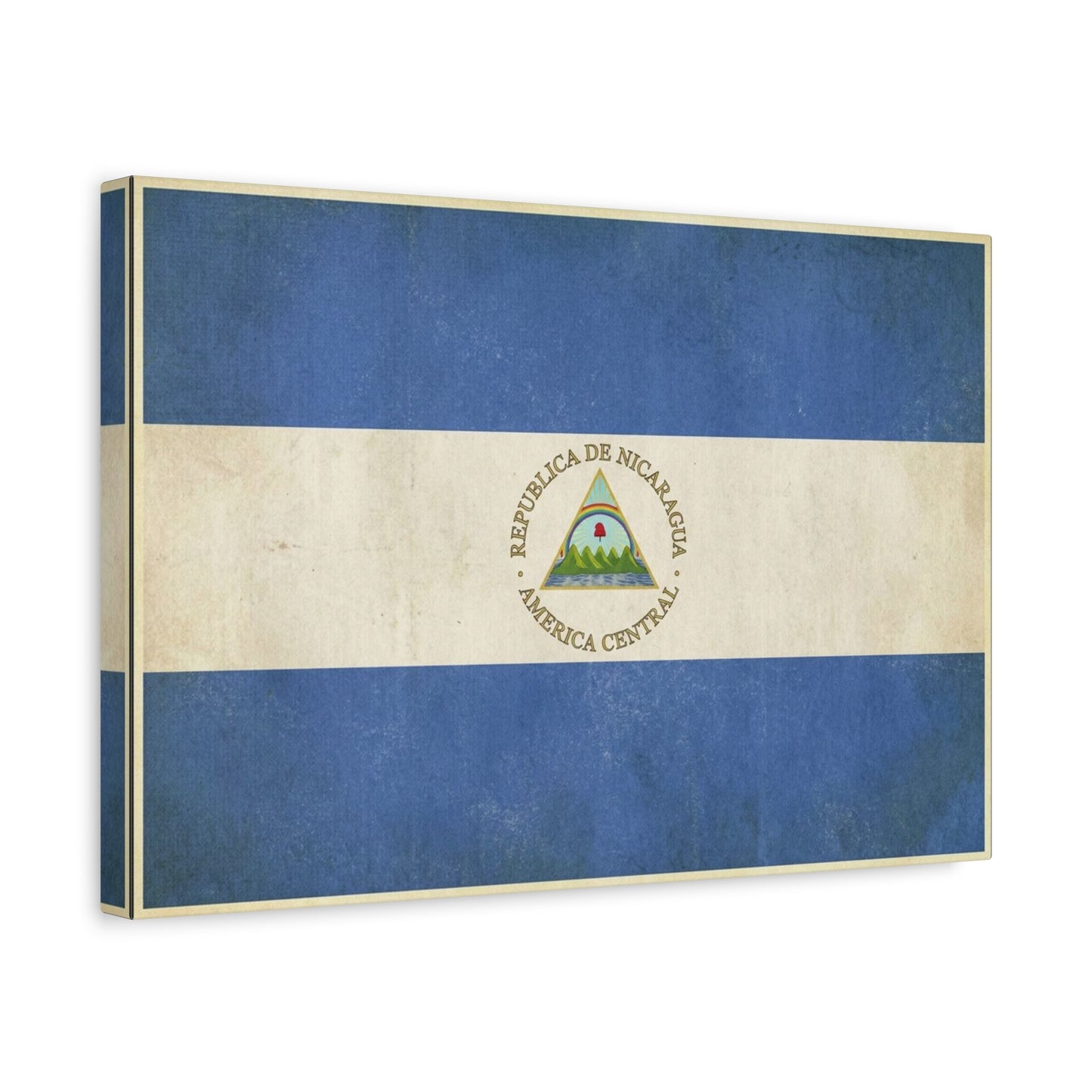 Republica De Nicaragua America Central Flag Canvas Wall Art - Vintage Blue White Country Print - Patriotic Heritage Decor - Living Room Home Decoration - Living Room Wall Decor - Cozy Reading Nook Art