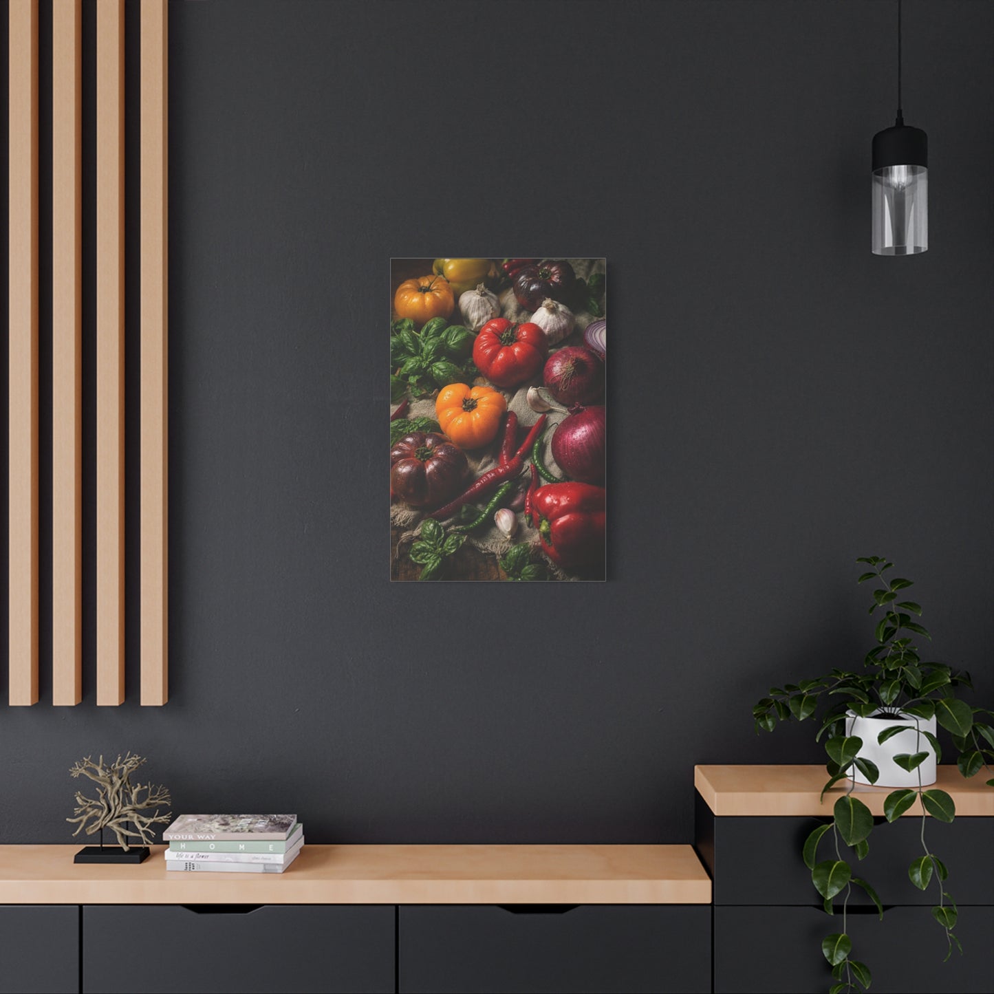 Heirloom Tomato Still Life Canvas Wall Art - Rustic Kitchen Produce Art Print - Matte Cotton Canvas - Traditional Food Wall Decor, Dining Room Accent, Farmhouse Interior Style - Ready to Hang
