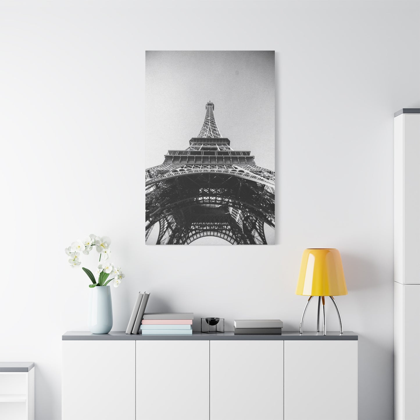 Eiffel Tower Canvas Wall Art - Black And White Paris Art Print, Architectural Landmark Decor - Matte Cotton Canvas - Modern Minimalist Style For Living Room Bedroom Office - Office Wall Art