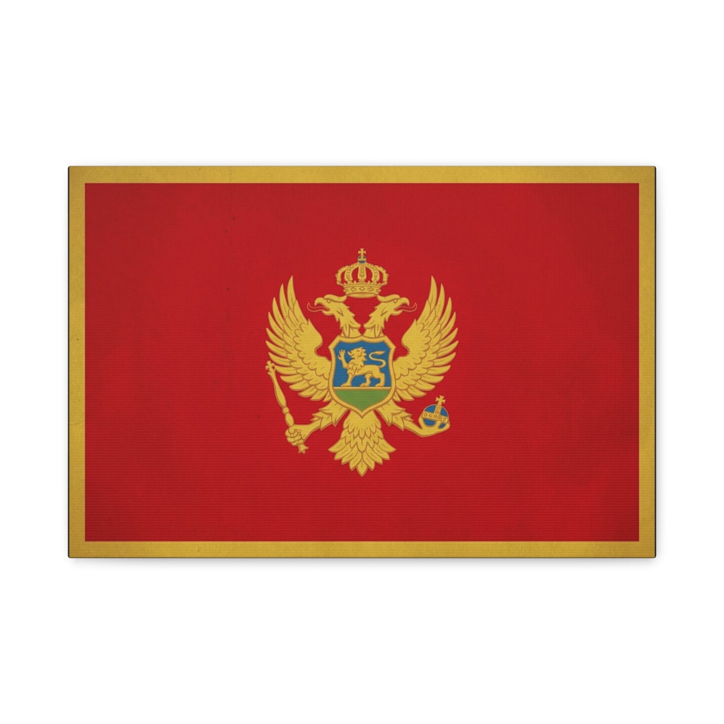 Montenegro Flag Canvas Wall Art - Red Gold Double Headed Eagle Crest Print - Vintage Heraldic Style, Living Room Wall Decor, Office Decoration - Ready to Hang - Bedroom Home Decoration - Ready to Hang