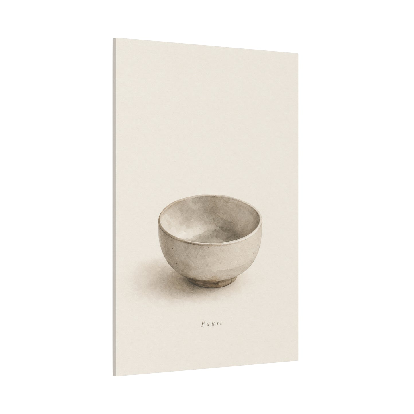 "Pause" Minimalist Bowl Canvas Wall Art - Neutral Still Life Print, Japandi Zen Style, Contemporary Home Decor For Bedroom, Living Room, Meditation Space, Calm Interior Accent - Living Room Wall Decor
