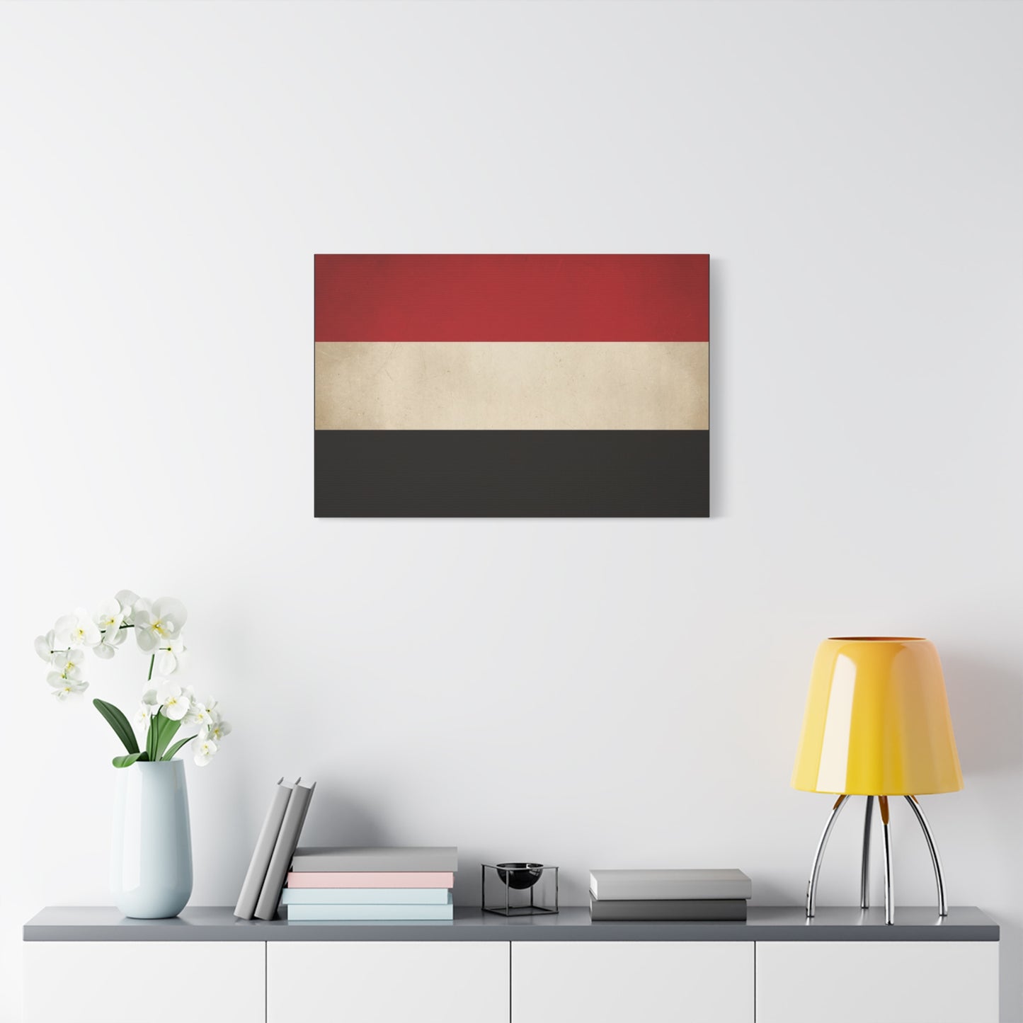 Yemen Flag Canvas Wall Art - Red White Black Horizontal Banner Print - Minimalist Patriotic Artwork - Contemporary Wall Decor For Living Room Bedroom Office Display - Bedroom Home Decoration