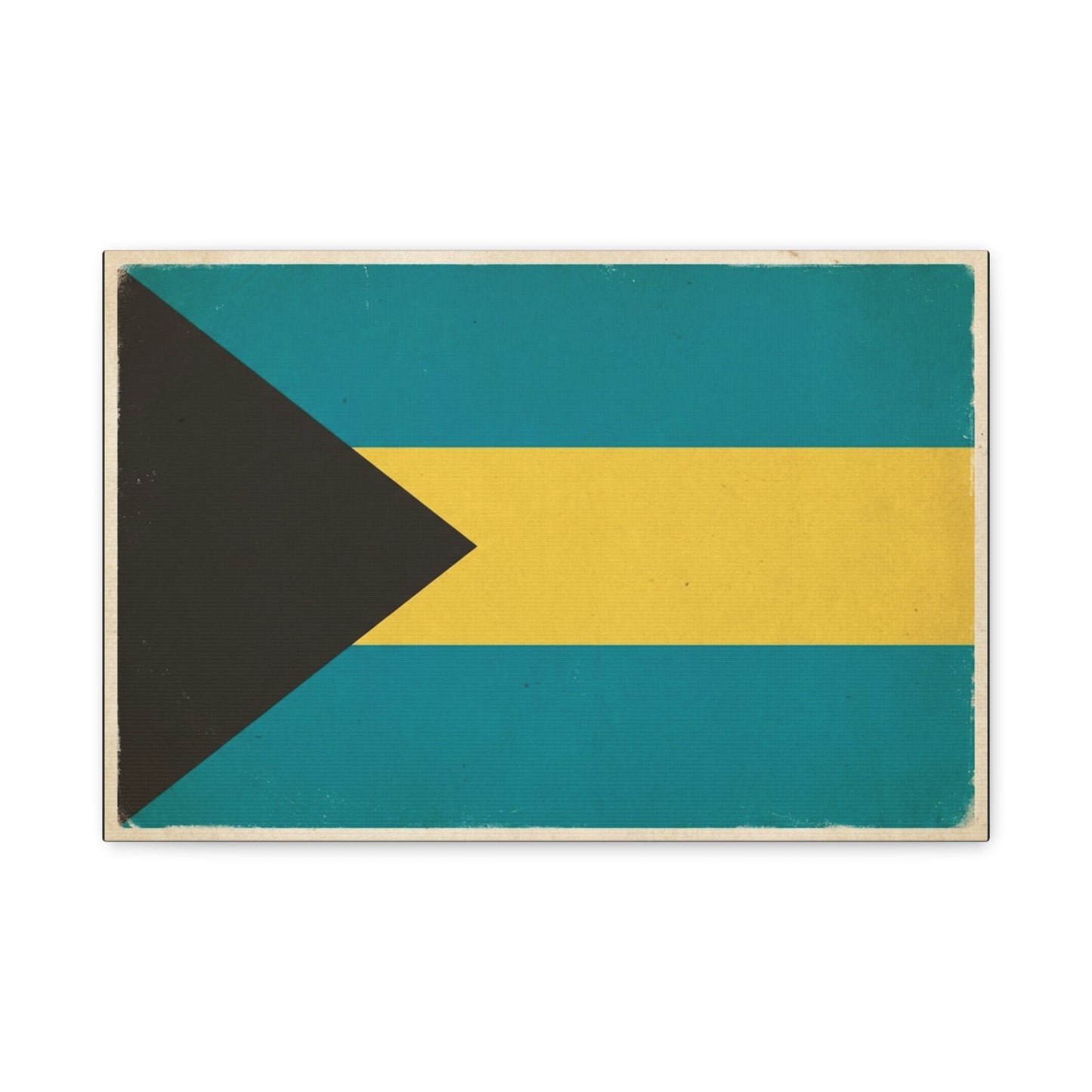 Bahamas Flag Canvas Wall Art - Vintage Caribbean National Flag Print, Blue Yellow Black Geometric Design - Coastal Decor - Living Room Home Decoration - Living Room Wall Decor - Modern Farmhouse Style