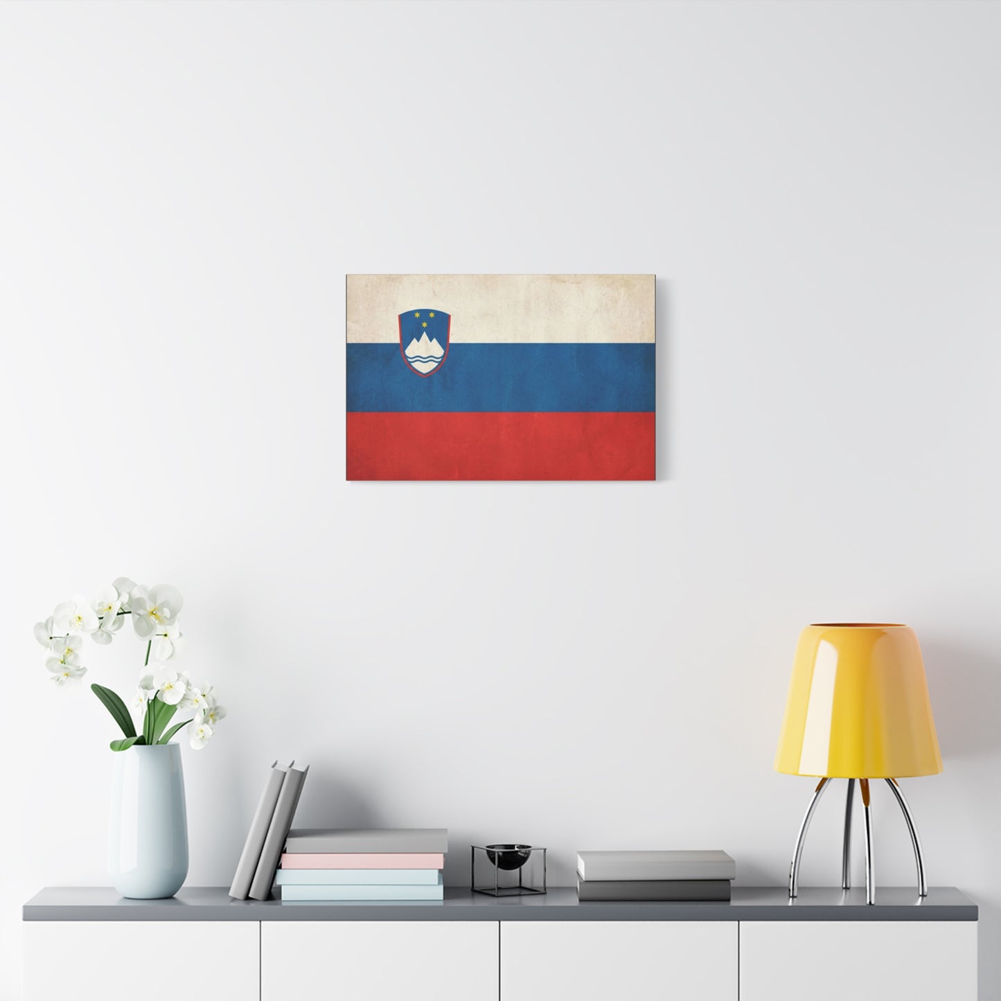 Slovenia Flag Canvas Wall Art - Vintage National Banner Print, Rustic Patriotic Decor - Textured Tricolor Design, Living Room Home Decoration - Living Room Wall Decor - Bedroom Home Decoration