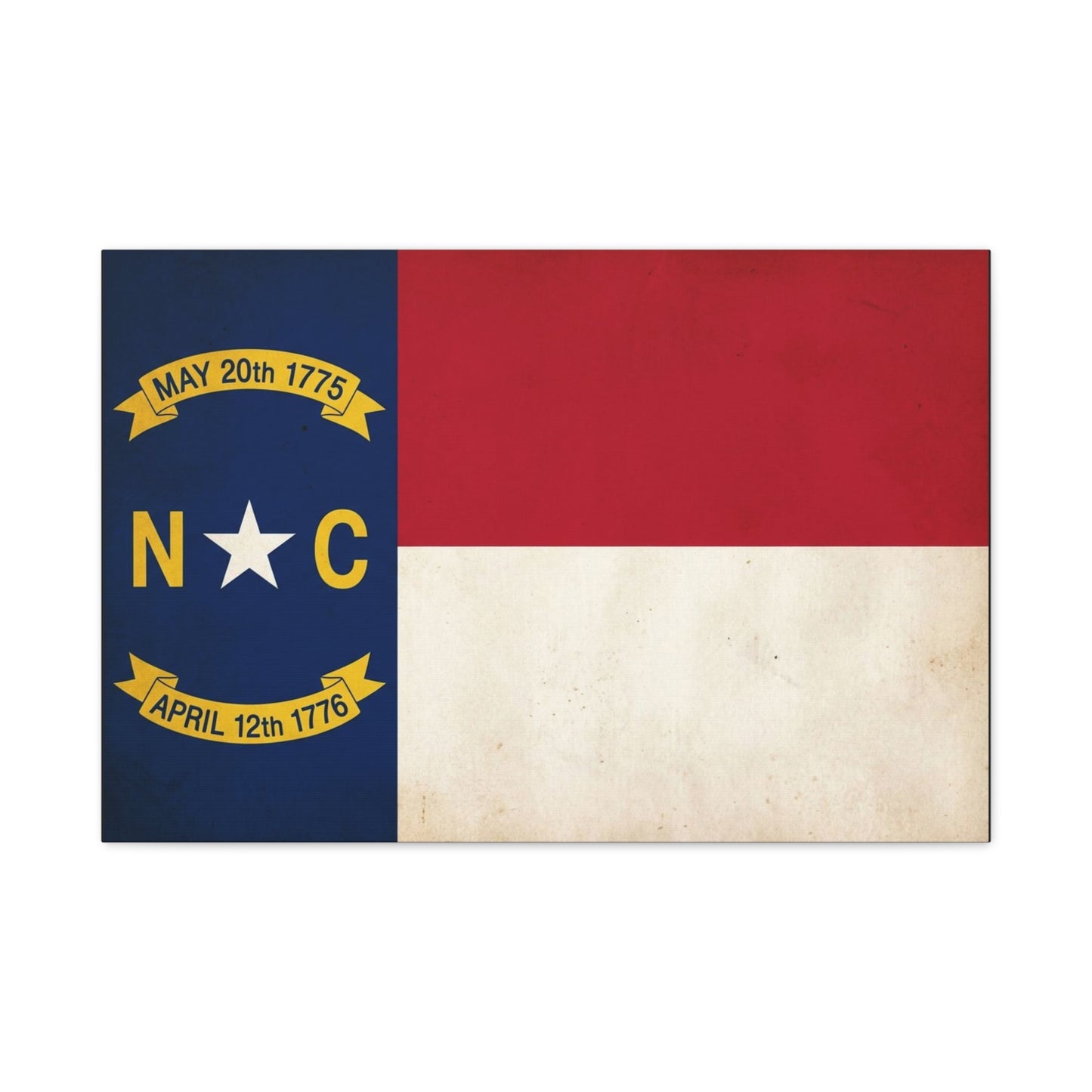 North Carolina State Flag Canvas Wall Art - "May 20th 1775" "April 12th 1776" Vintage Patriotic Print - Rustic Americana Decor - Living Room Home Decoration, Office Wall Accent - Ready to Hang