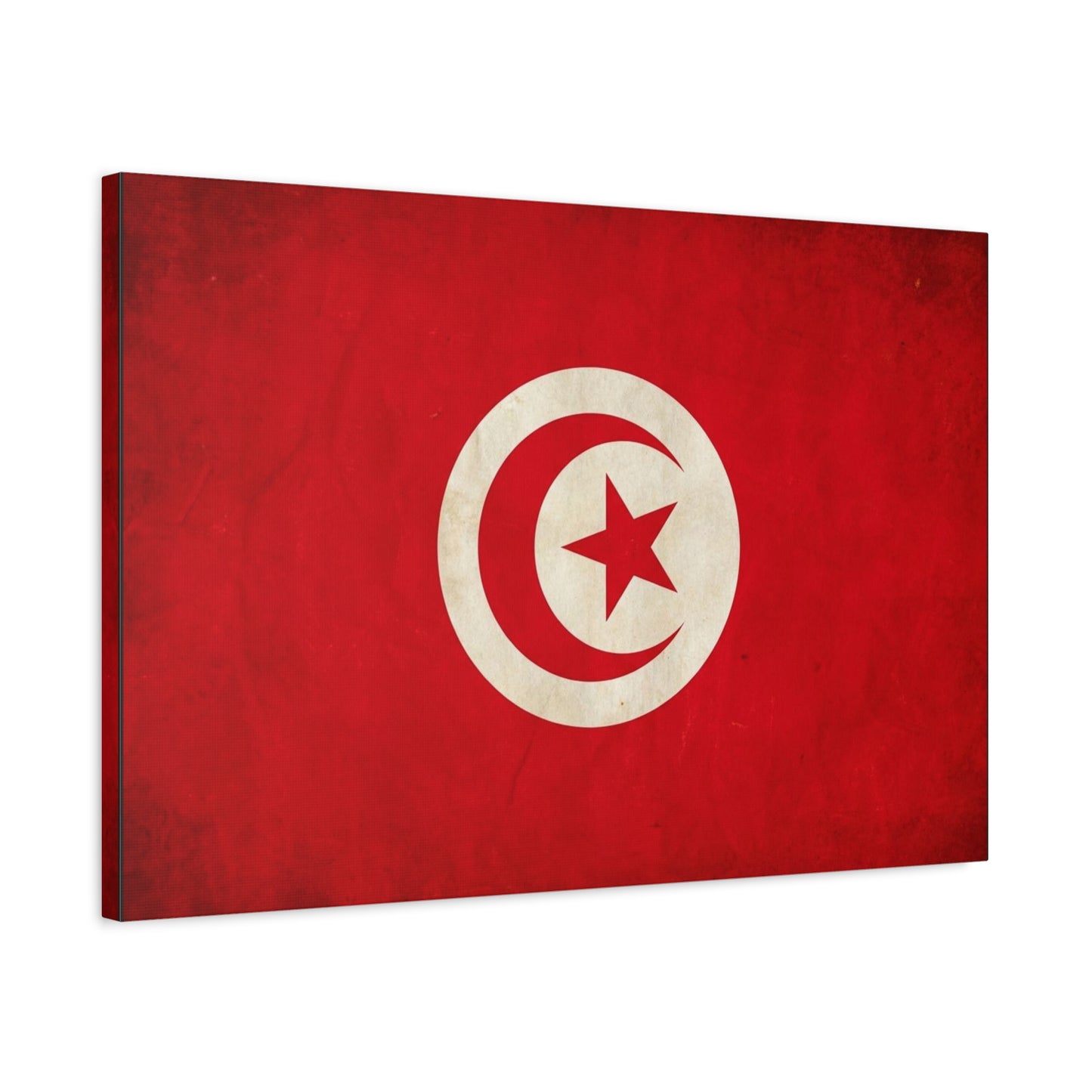Tunisia Flag Canvas Wall Art - Vintage Red Crescent Star Print, Patriotic Country Decor - Matte Cotton Artwork - Living Room Wall Decor - Bedroom Home Decoration - Bedroom Home Decoration