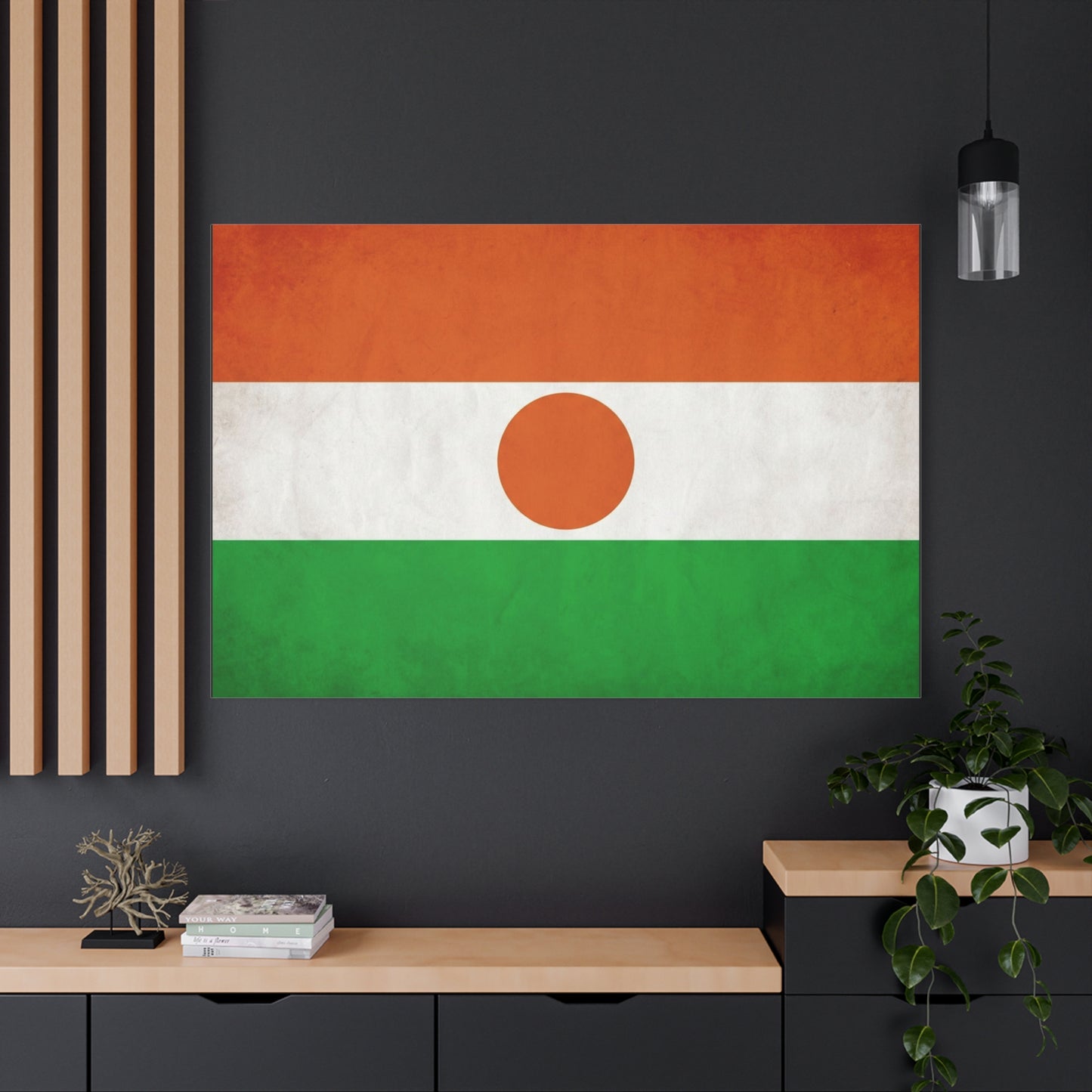 Niger Flag Canvas Wall Art - Orange White Green Tricolor With Central Sun Disc - Minimalist Patriotic Print - Living Room Wall Decor