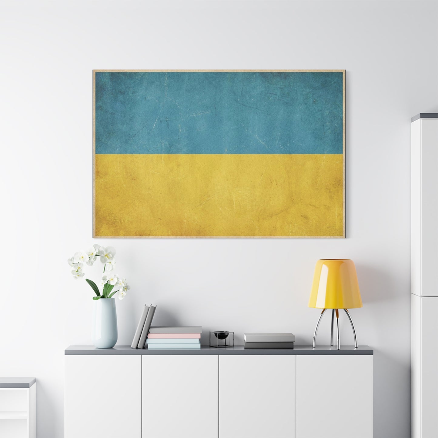Ukraine Flag Canvas Wall Art - Blue And Yellow Distressed Country Print - Vintage Patriotic Decor, Matte Canvas Print - Living Room Wall Decor, Office Art - Bedroom Home Decoration - Ready to Hang