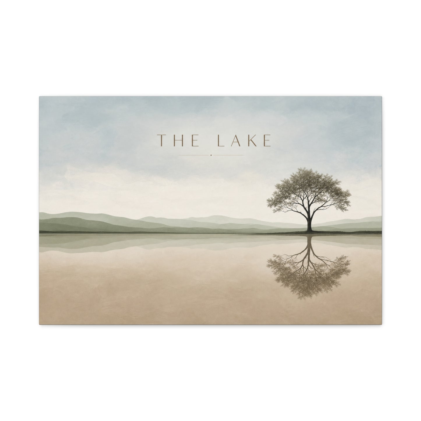 "The Lake" Lake Landscape Canvas Wall Art - Minimalist Tree Reflection Print, Serene Neutral Nature Decor - Contemporary Matte Canvas - Living Room Bedroom Office Wall Decoration - Ready to Hang