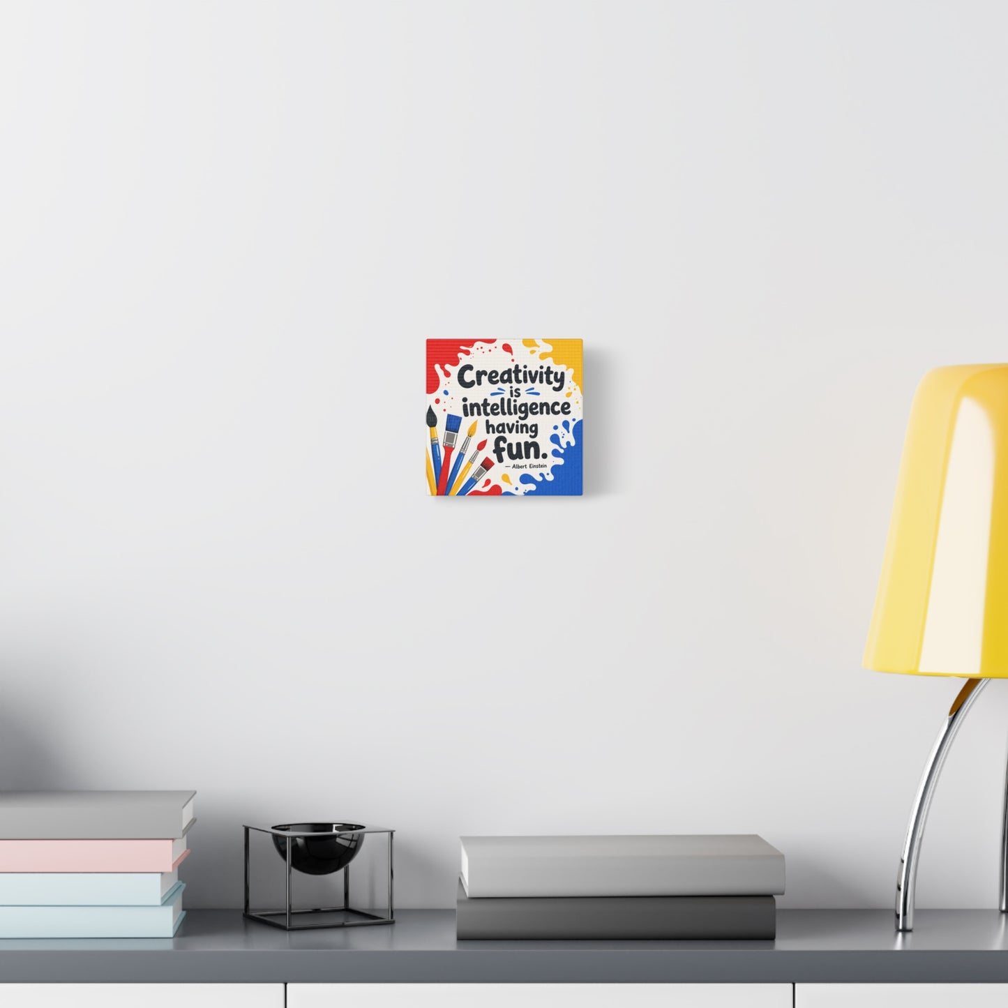 "Creativity Is Intelligence Having Fun." Albert Einstein Canvas Wall Art - Colorful Quote Print, Classroom Decor, Teacher Office Wall Hanging, Kids Playroom Home Decoration - Bedroom Home Decoration