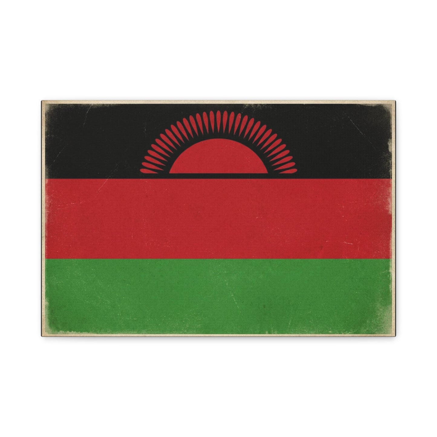 Malawi Flag Canvas Wall Art - Vintage Rising Sun National Flag Print, Pan African Red Black Green Design - Matte Canvas Decor - Living Room Wall Decor, Office Art Accent - Bedroom Home Decoration
