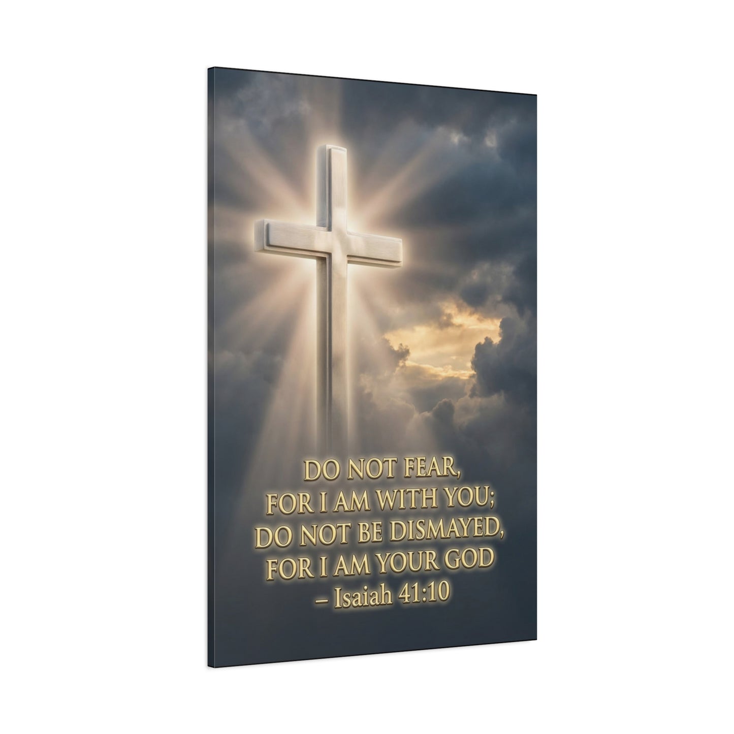 "Do Not Fear, For I Am With You" Cross Canvas Wall Art - Isaiah 41:10 Scripture Print, Glowing Christian Wall Decor, Traditional Faith Home Accent, Bedroom Living Room Office - Bedroom Home Decoration