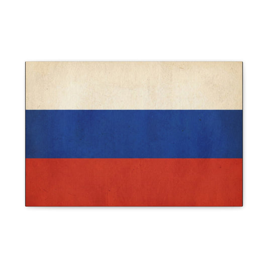 Russia Flag Canvas Wall Art - Vintage Tricolor Banner Print, Patriotic Minimalist Decor - Textured Cotton Look - Living Room Home Decoration, Office Accent - Living Room Wall Decor - Ready to Hang