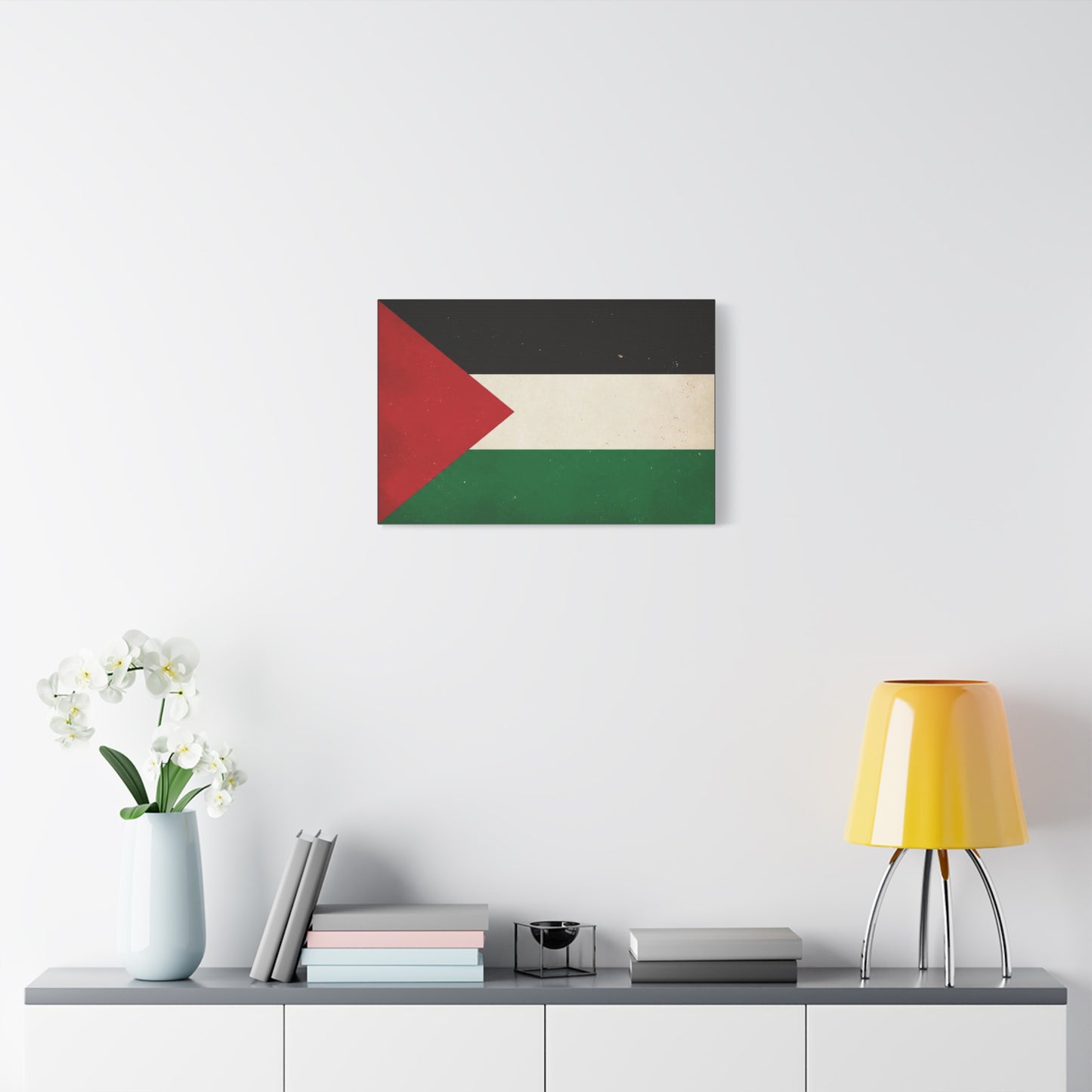 Palestine Flag Canvas Wall Art - Vintage Palestinian Flag Print, Patriotic Red Black White Green Design - Minimalist Cultural Decor - Living Room Bedroom Office Wall Decor - Bedroom Home Decoration